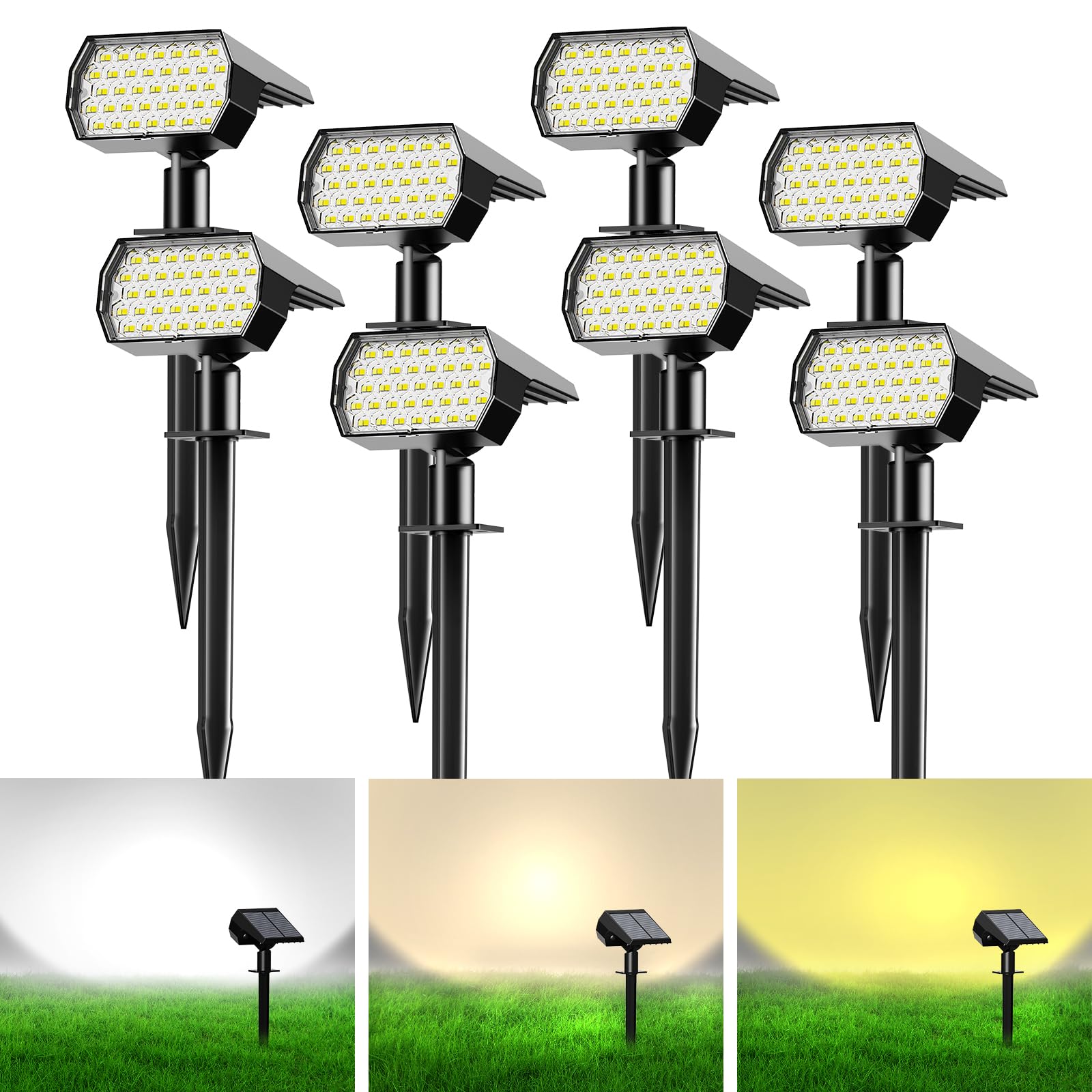 Ugecl Solar Spot Lights Outdoor, [4 Pack/7 Colors/37 LED] 2-in-1 Solar Landscape Spotlights, IP65 Waterproof Auto On/Off Solar P