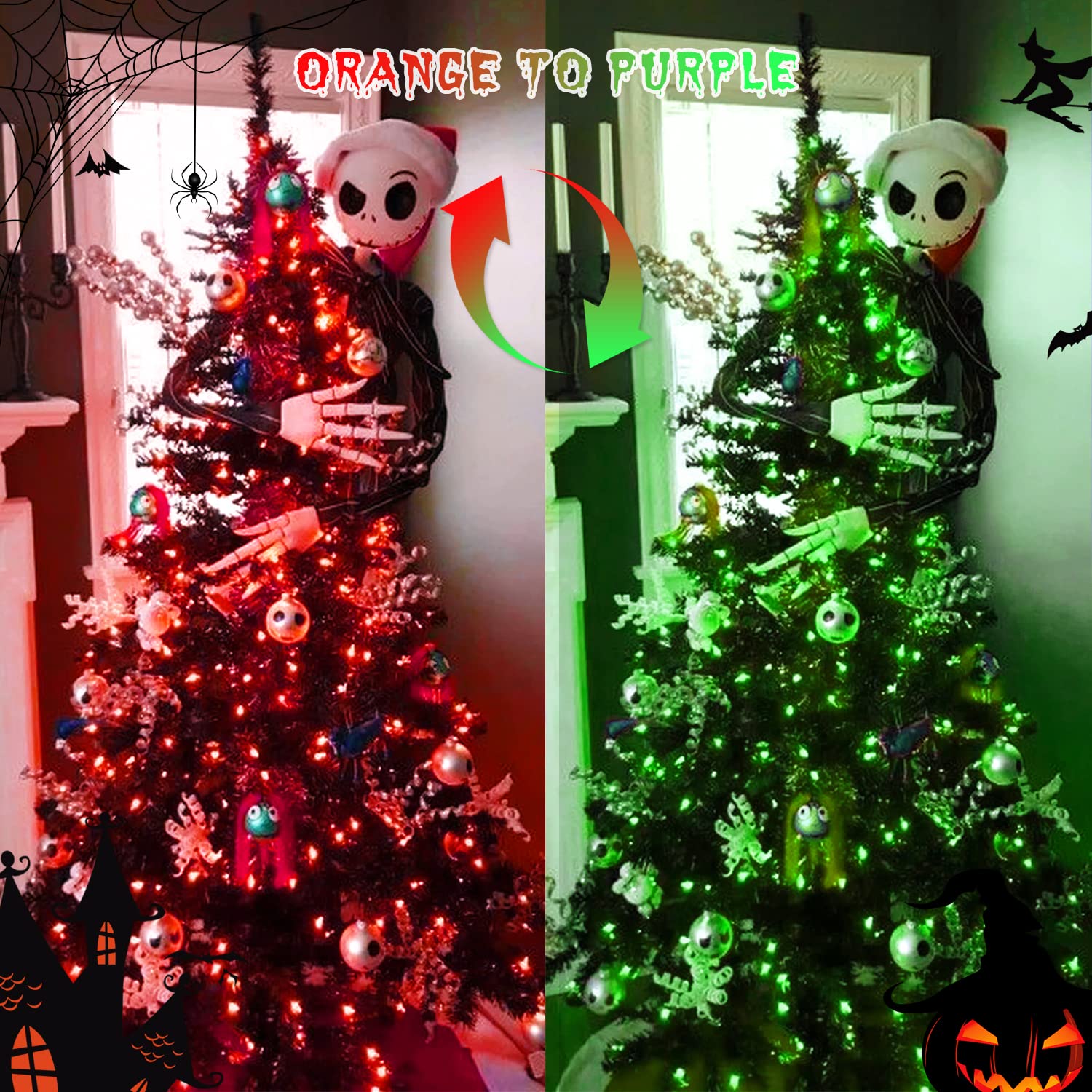 JMEXSUSS 200 LED Christmas Lights, 66ft Red and Green, 11 Modes, Waterproof, Connectable, Model EXS-S-0200-R