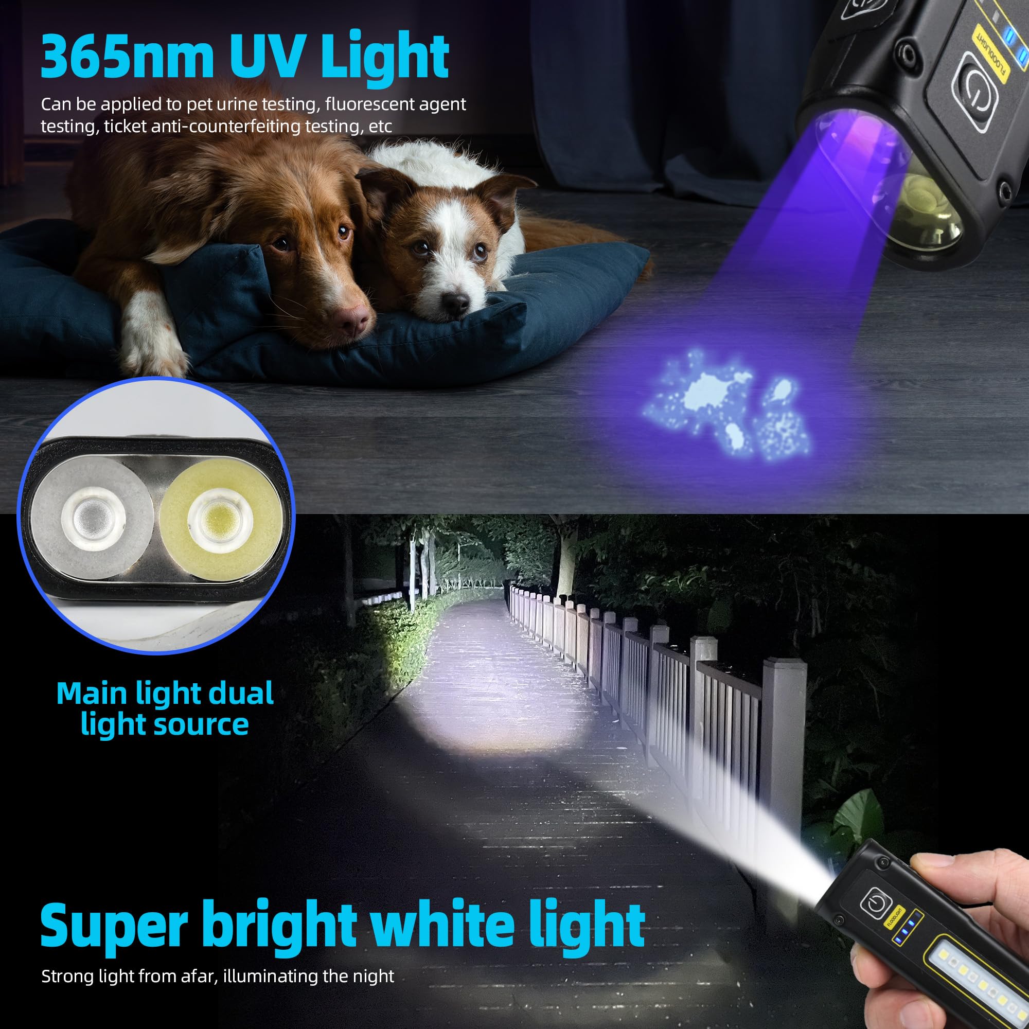 Darkbeam Uv Flashlight 365Nm Black Light, Led Edc Flashlights High Lumens Usb C Rechargeable Woods Lamp, Mini Magnetic Bright Co