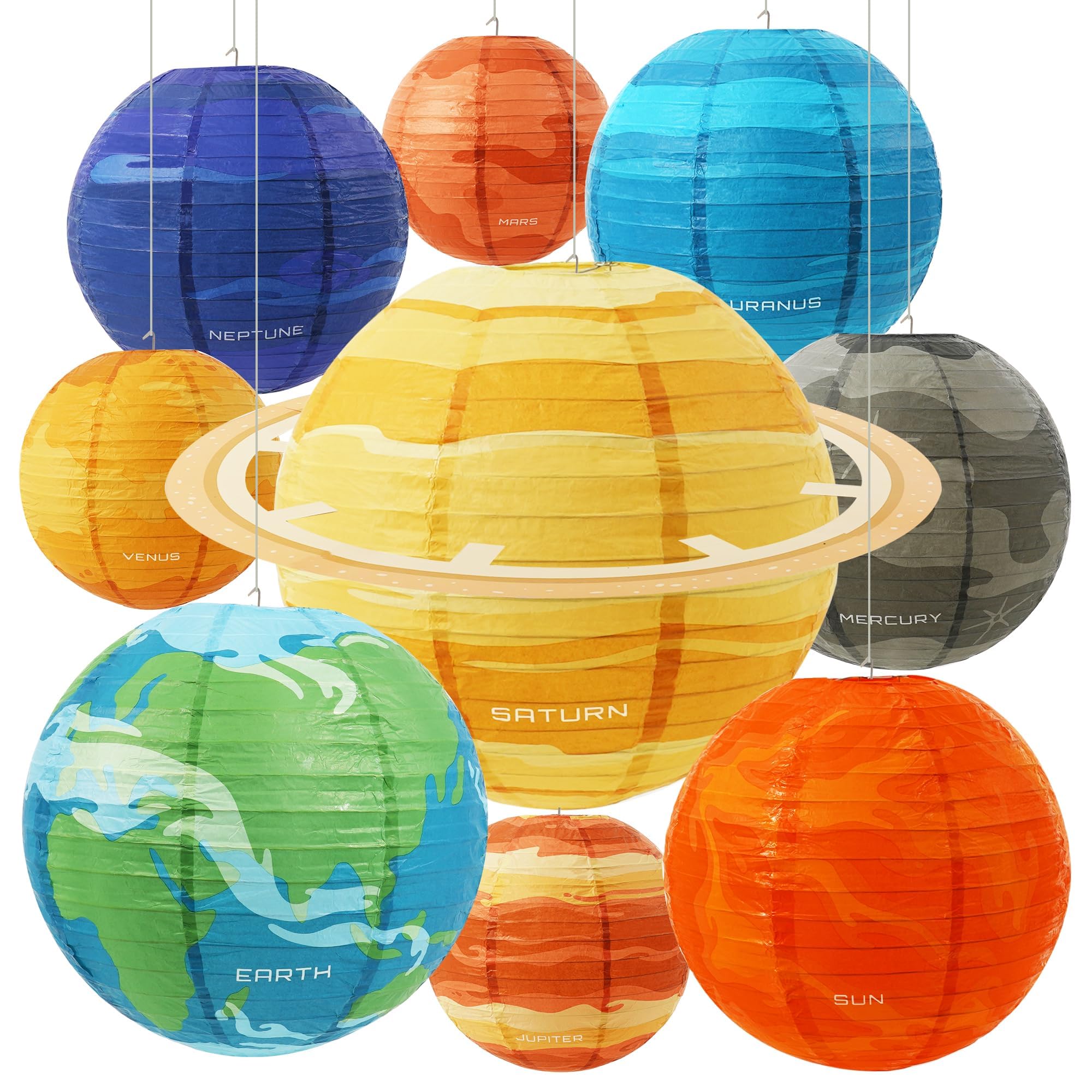 Space Planet Paper Lanterns 12 in Solar System Hanging Decor Out of This World Outer Space Party Decorations for Kids Astronaut 