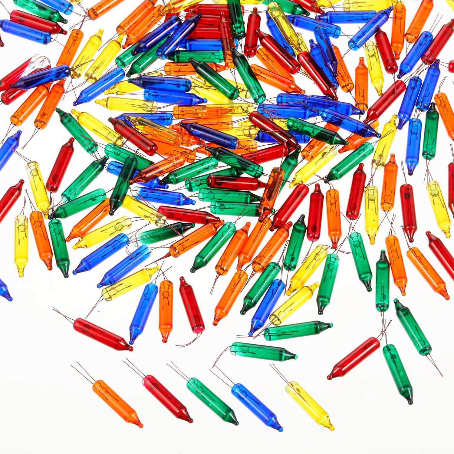 100 Count 2.5V Christmas 50/100/150/200 Count Mini Incandescent Wire String Lights Replacement Bulbs Indoor Outdoor Christmas Lights Decorations For Home Xmas Tree (Red, Yellow, Blue, Green, Orange)