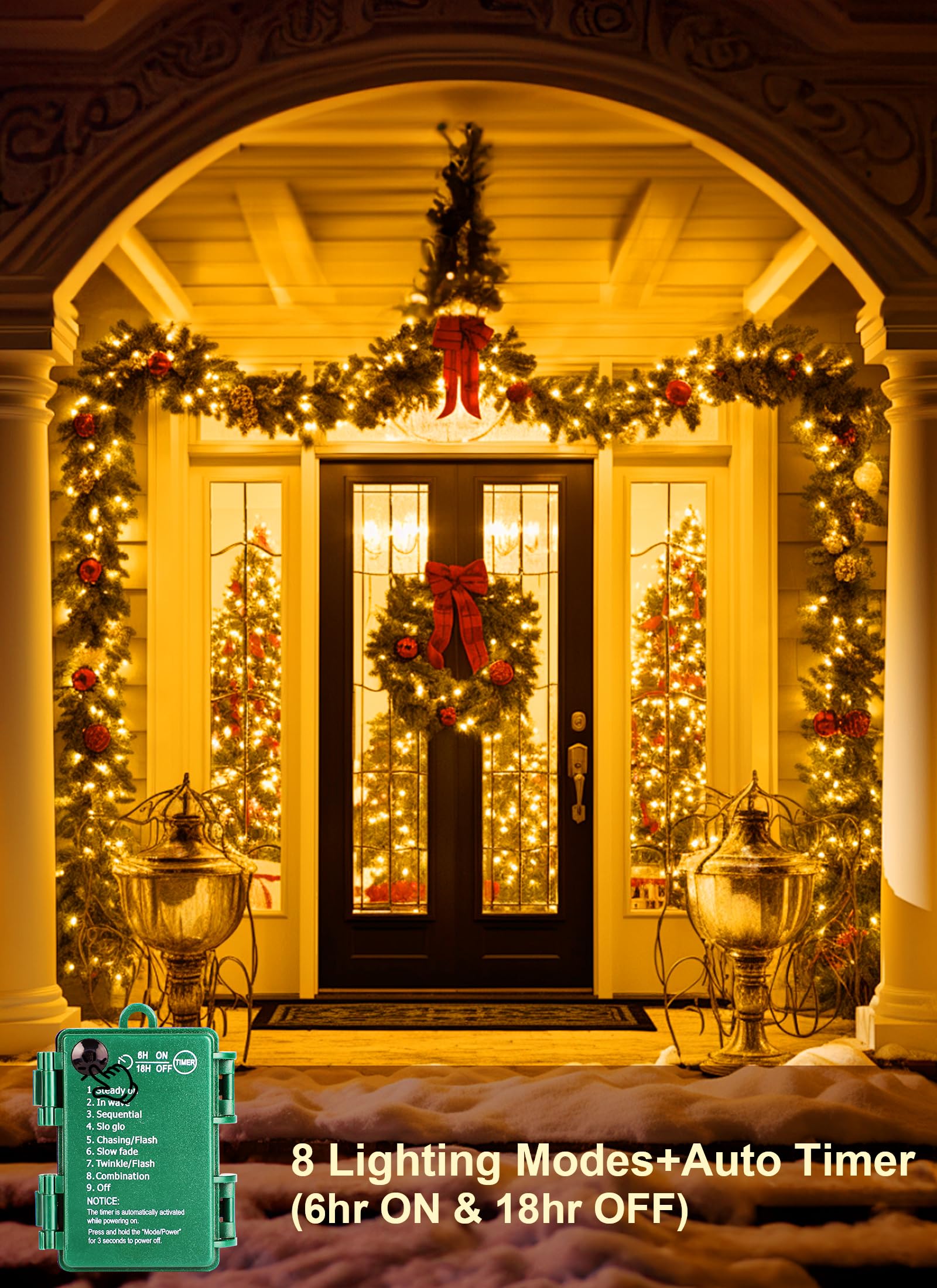 Brightown Christmas Cluster Lights Battery Operated Outdoor, 2 Pack 10Ft 120 Led Christmas Tree Lights Firecracker String Lights Waterproof Twinkle Lights For Indoor Wreath Xmas Tree Decorations
