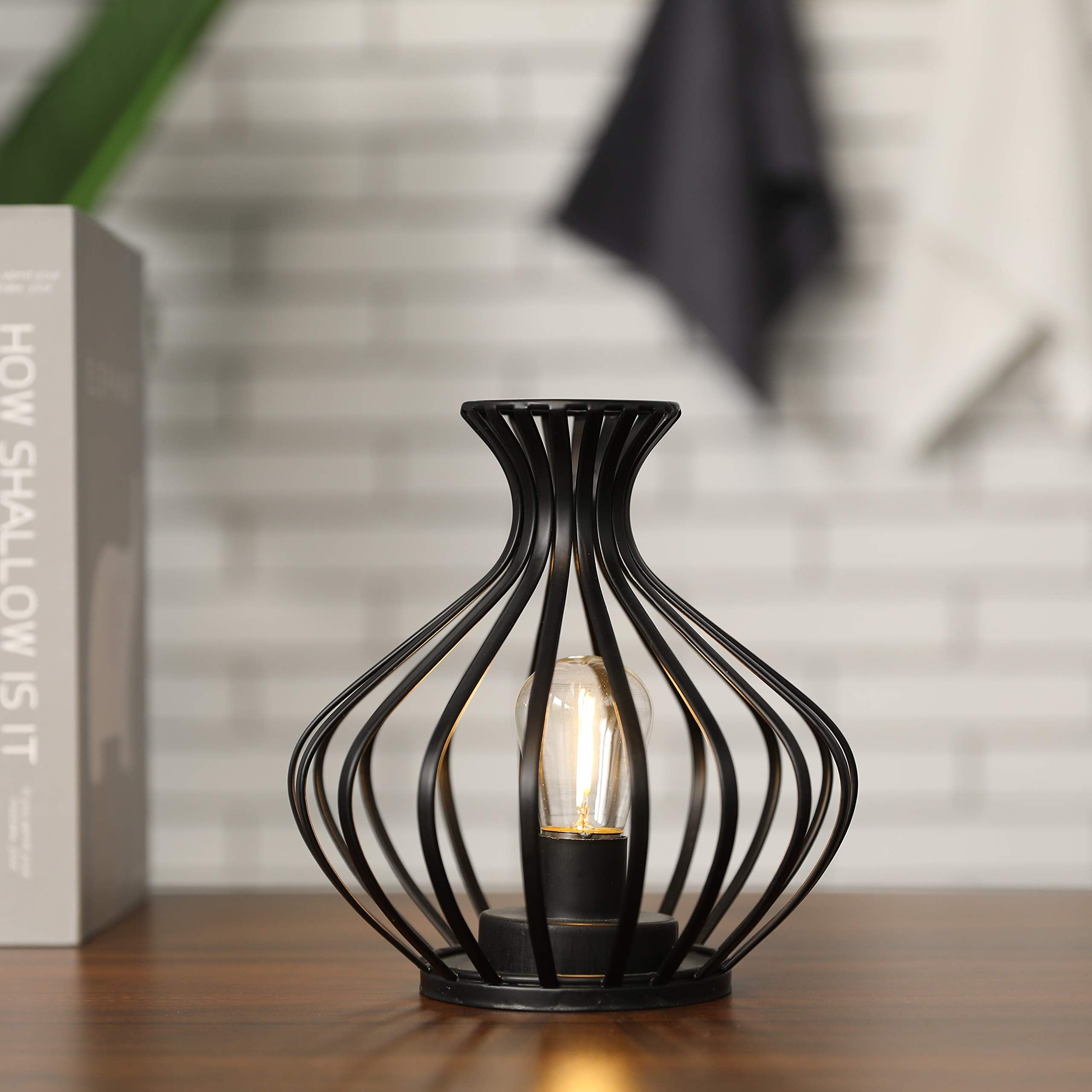 JHY DESIGN Decorations Outdoor Table Lamp Nightlight 7.5High Modern Style Battery Powered Lamp with 6-Hours Timer Feature Decorative Bedside Lamp for Room Indoor Outdoor Table Garden Party