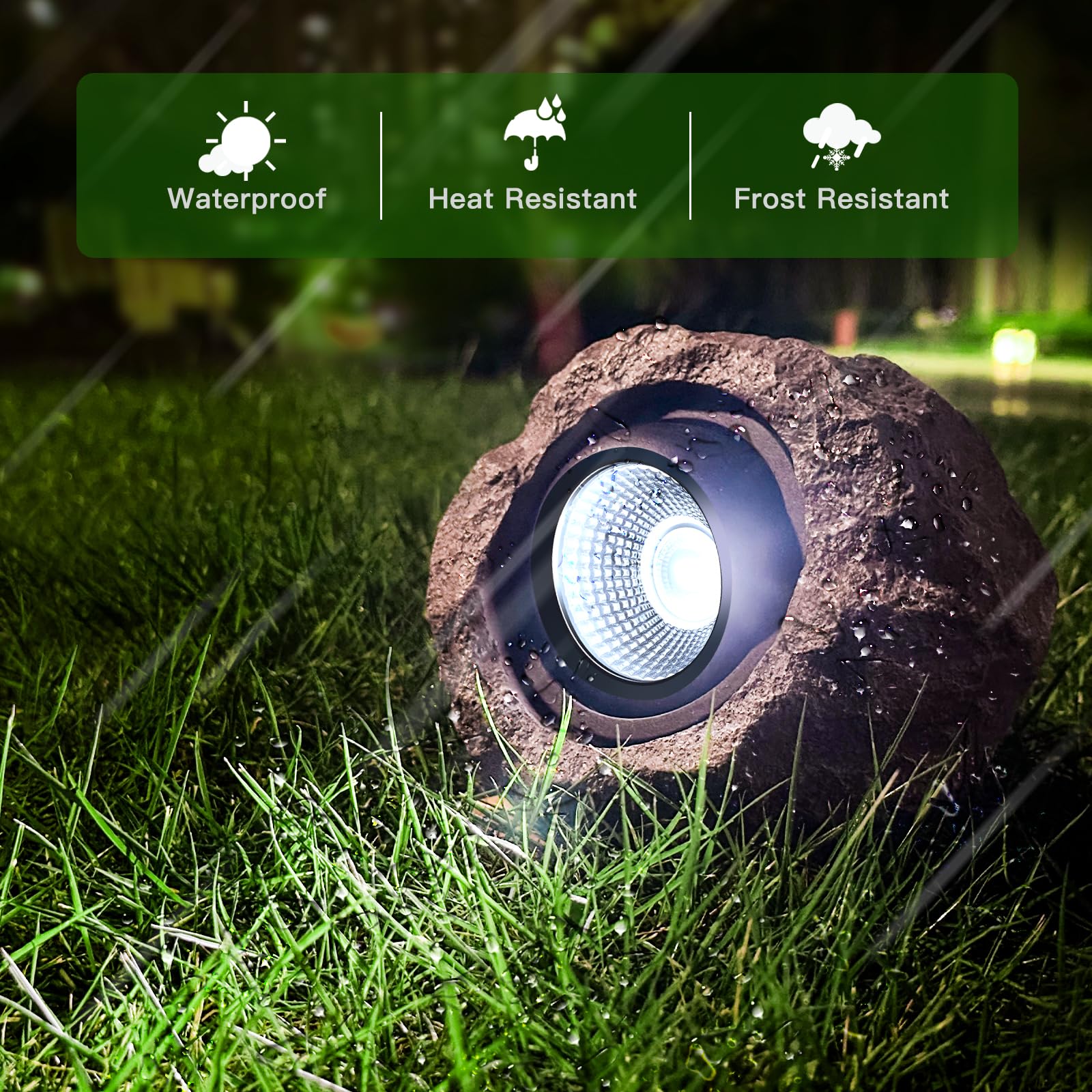 Timeflies Solar Rock Lights, 4 Pack Super Bright IP65 Waterproof Solar Spot Lights for Outdoor Gardens, Yards, Patios - Model LT-151S4