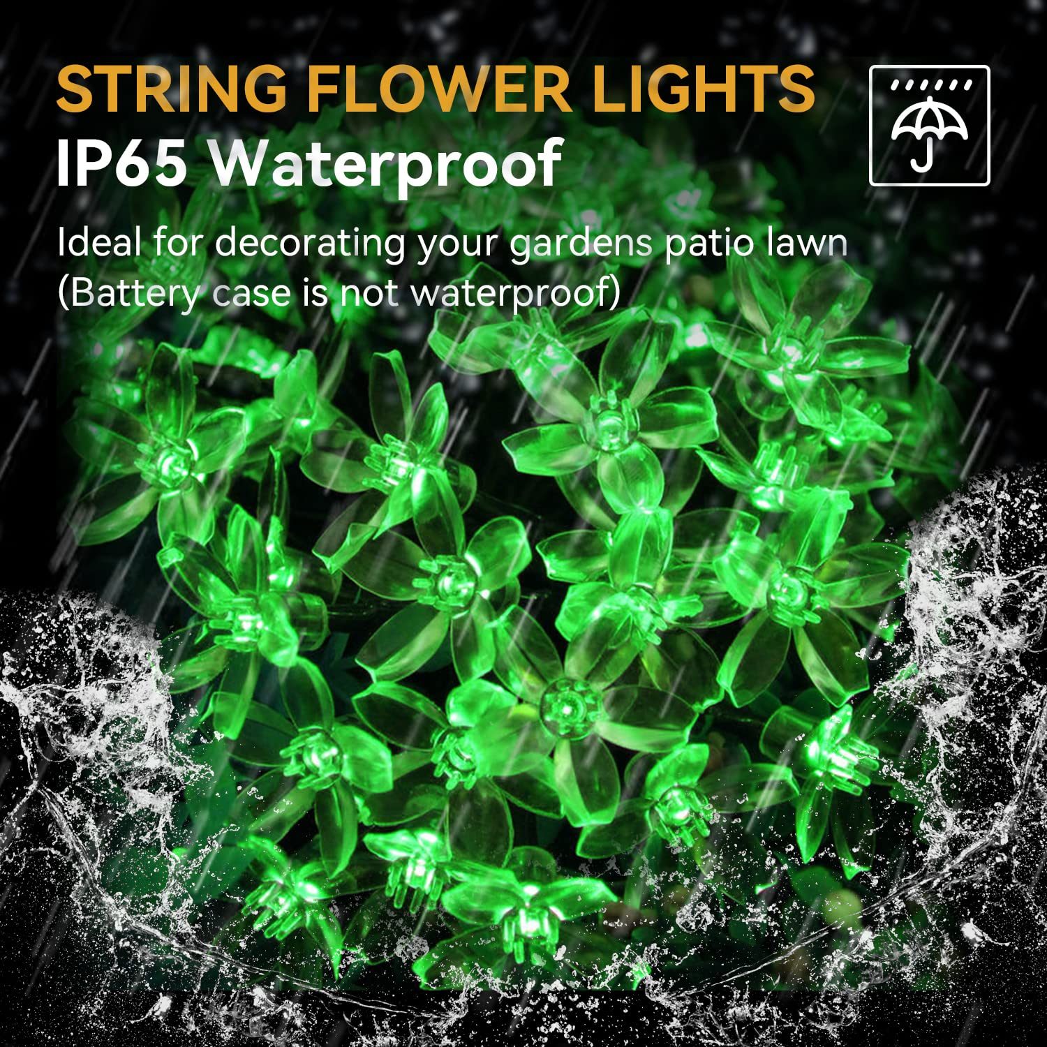 Flower String Lights Battery Operated Cherry Blossom Halloween Fairy Lights 30Led Indoor Outdoor Waterproof Decoration For Christmas Camping,Garden Fence,Birthday,Wedding Party,Bedroom (Green)