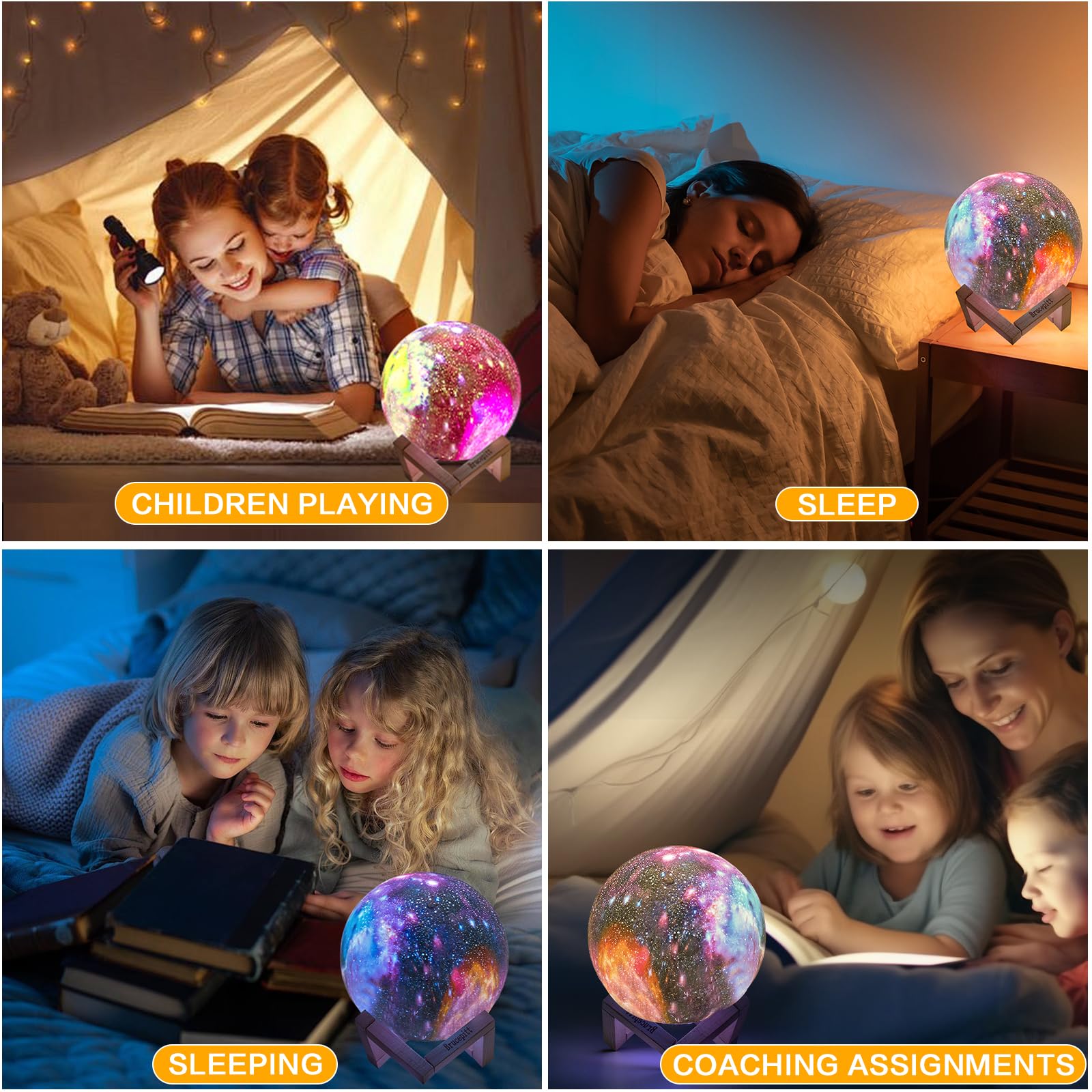 Brucepitt Moon Lamp Galaxy Lamp Upgraded Timing 7.1 Inch 16 Colors 3D Moonlight Galaxy Light,Moon Night Light For Adults,Kids Lamp Moon Gifts For Women Girls Boys Bedroom