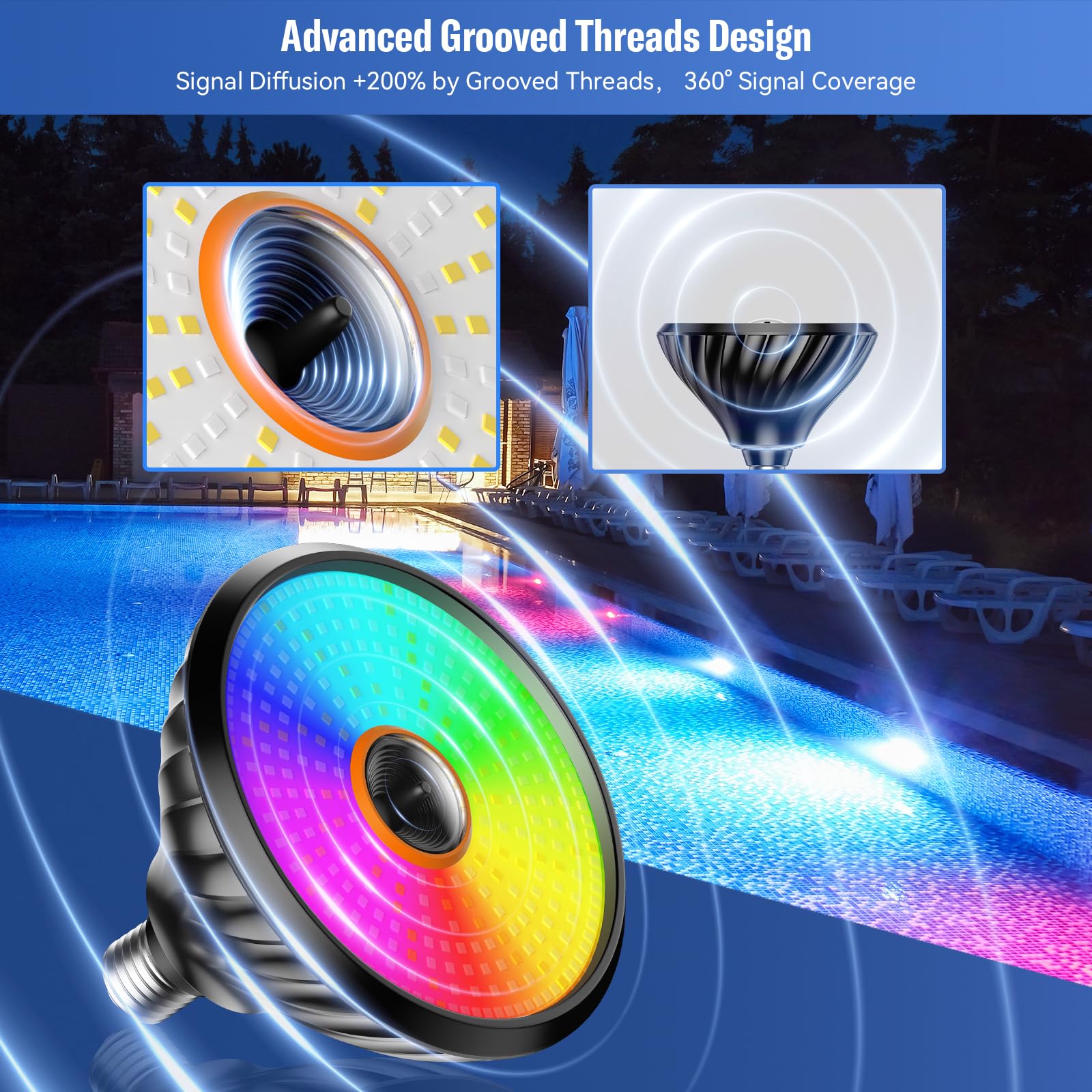 2025 Upgraded Pool Light Bulb, 120V 90W Color LED Pool Lights for Inground Pools, RGB Color-Changing & Remote Control, Enhanced