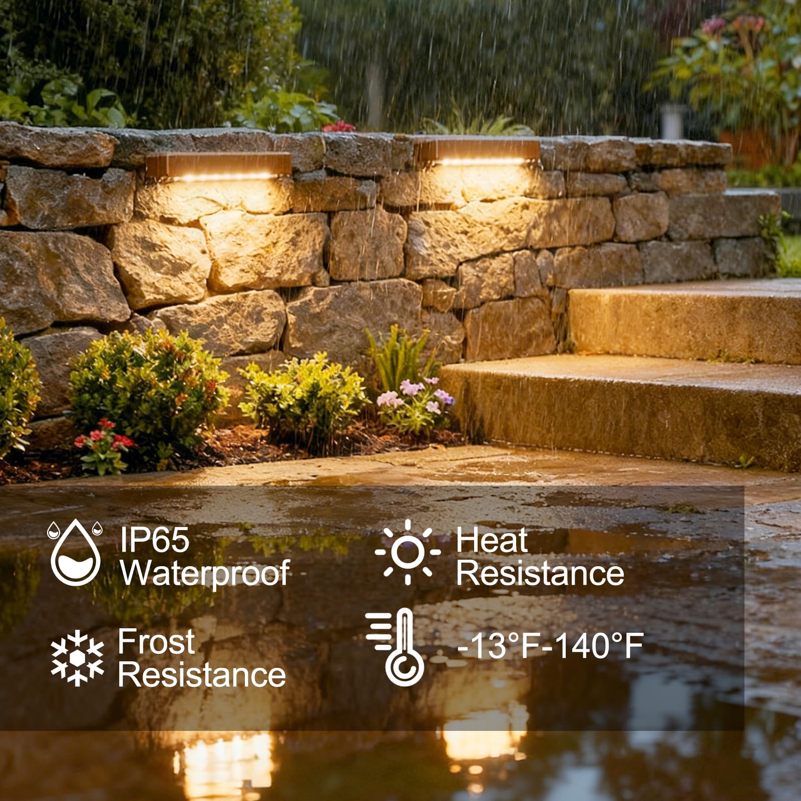 JESLED 12 Pack 7" LED Retaining Wall Lights, 5W Low Voltage Hardscape Lighting, 2700K Warm White, Waterproof, Model QX001