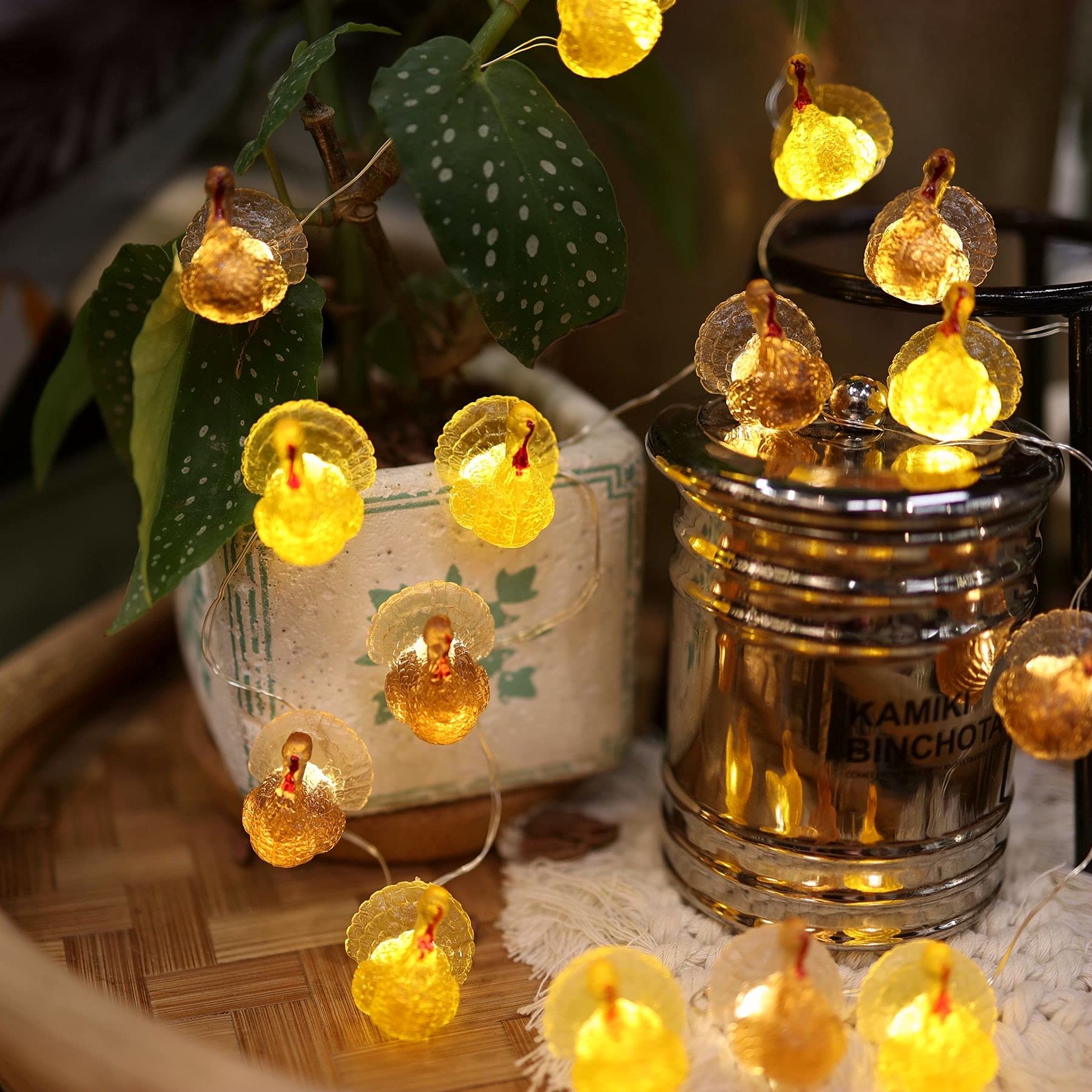 Decorative Fairy Mini Turkey String Lights Autumn Garland Cute Novelty Fall Lights 20 Leds 8Ft Usb Or Battery Operated For Thanksgiving Centerpiece Decoration Bedroom Wedding Birthday Harvest Decor