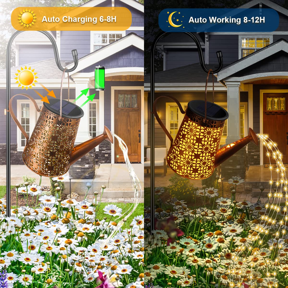 Solar Watering Can With Lights, Solar Outdoor Lights Decorative Solar Garden Lights Solar Lanterns Hanging Garden Lights For Garden, Yard, Patio, Pathway, Walkway Waterproof (2 Pack)