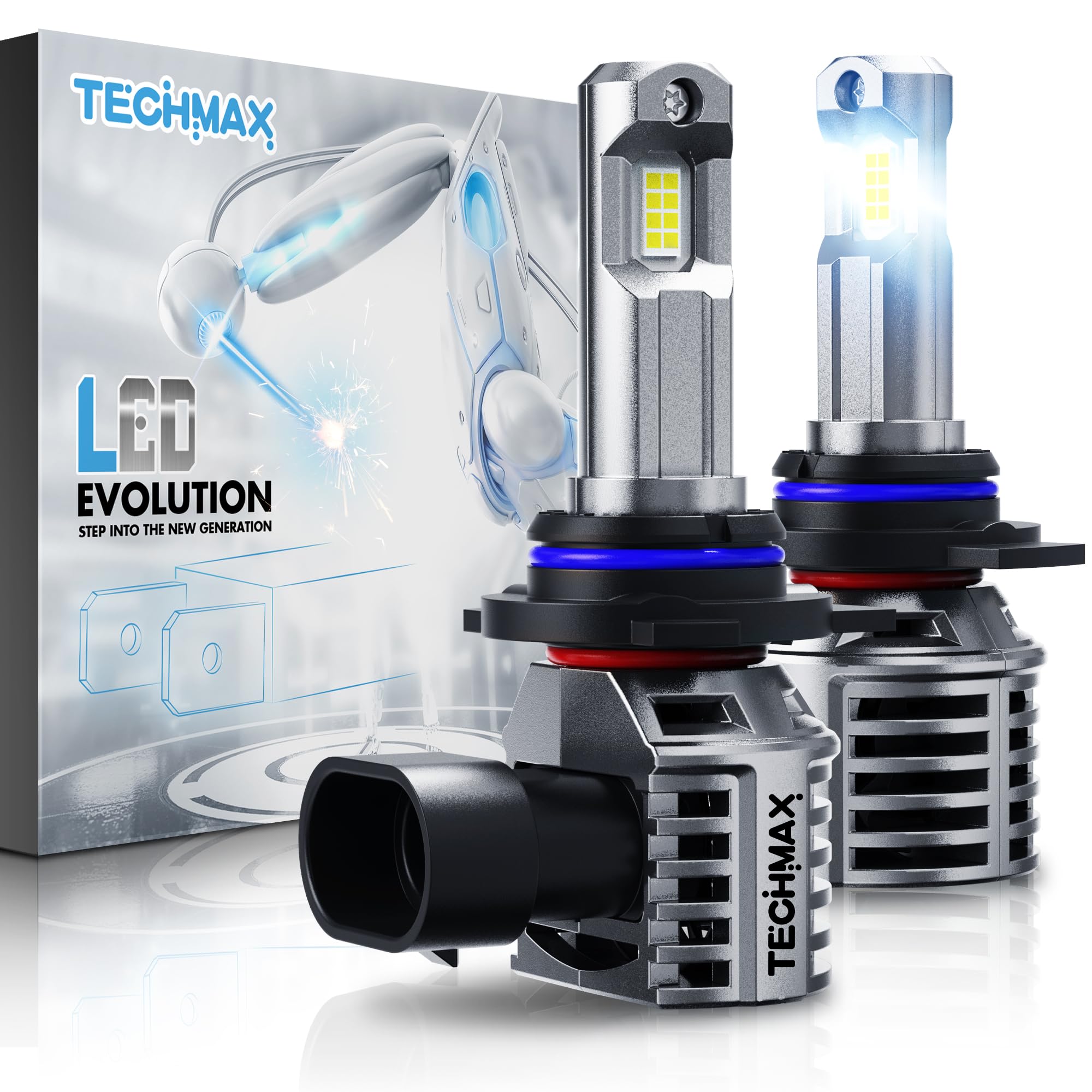 TECHMAX 9012 Fog Light Bulb, 600% Bright 6500K, Aluminum, Gray, Pack of 2