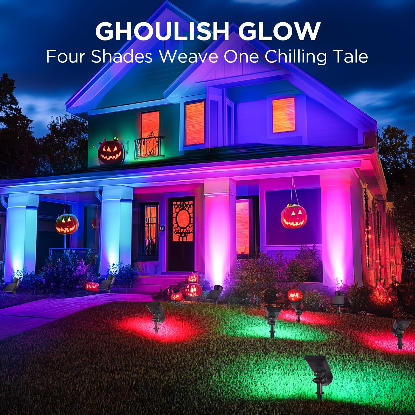 InnoGear Solar Garden Lights, Waterproof Pathway Spotlights, 4 Pack, Red, Green, Violet Purple, Blue, Model SL04W-B, High-impact ABS Plastic