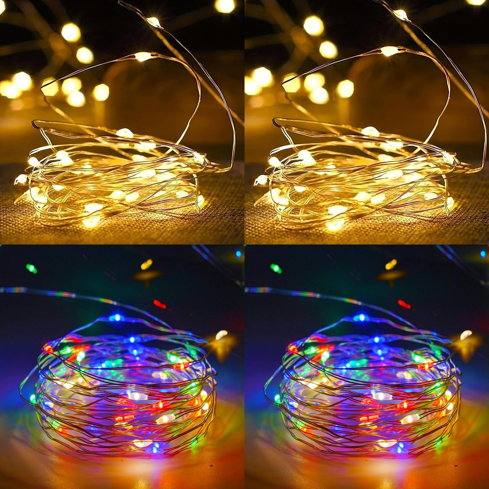 4-Pack 50 LED Fairy Lights Battery Operated with Timer, 16FT Waterproof Starry String Lights Outdoor Indoor Mini Cuttable Lights