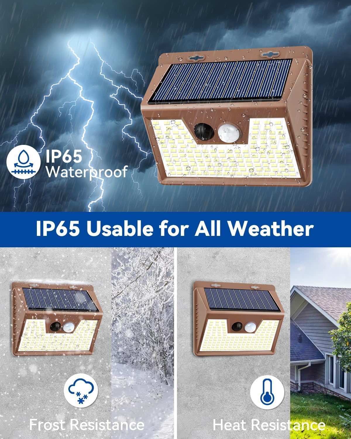 Peasur Solar Lights [10 Pack/140Led/Brown], Ultra-Bright Motion Sensor Outdoor Security Lights With 3 Working Modes, Waterproof