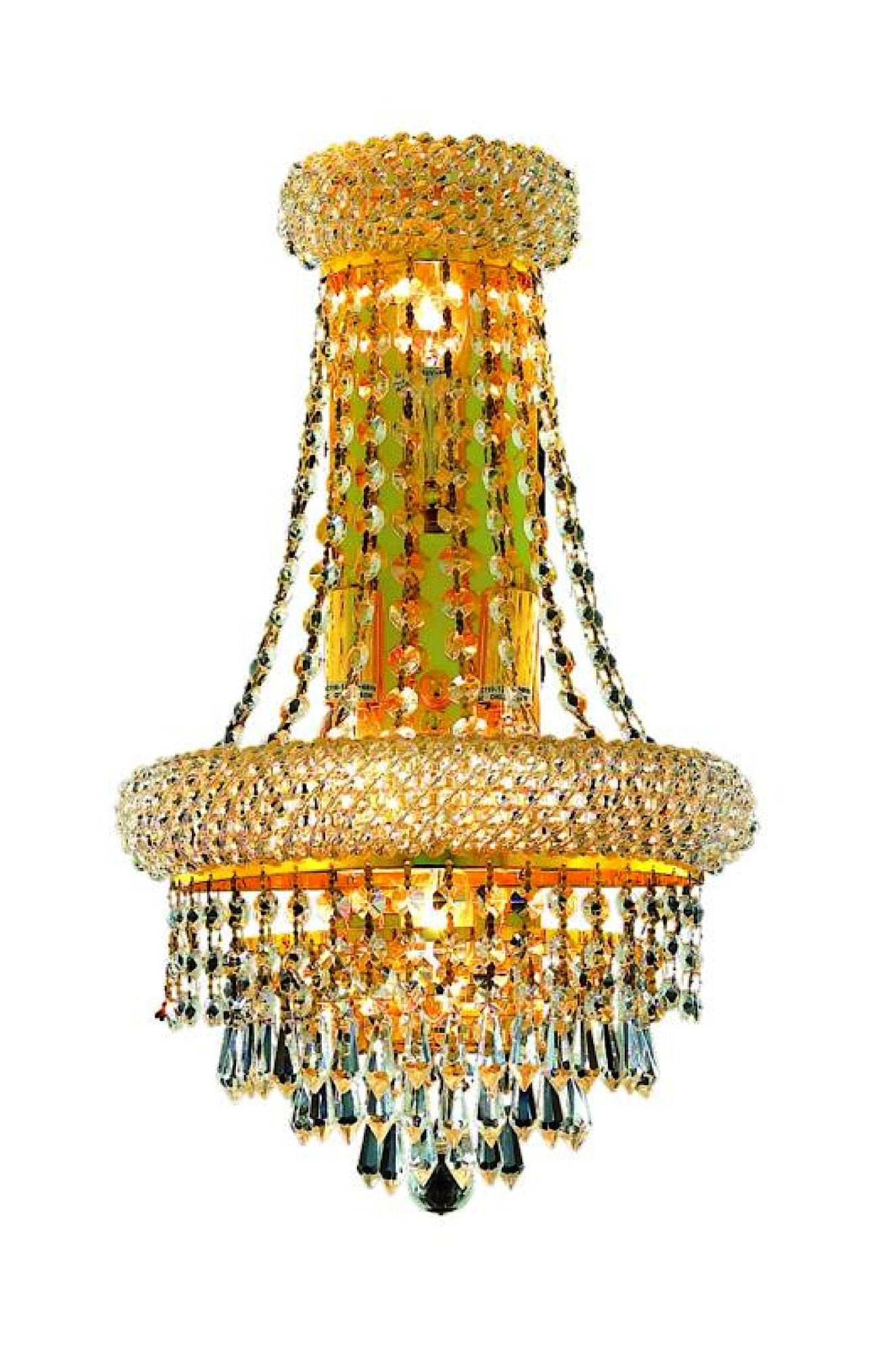 Elegant Lighting 1802W12Sg/Rc Primo 18-Inch High 4-Light Wall Sconce, Gold Finish With Crystal (Clear) Royal Cut Rc Crystal