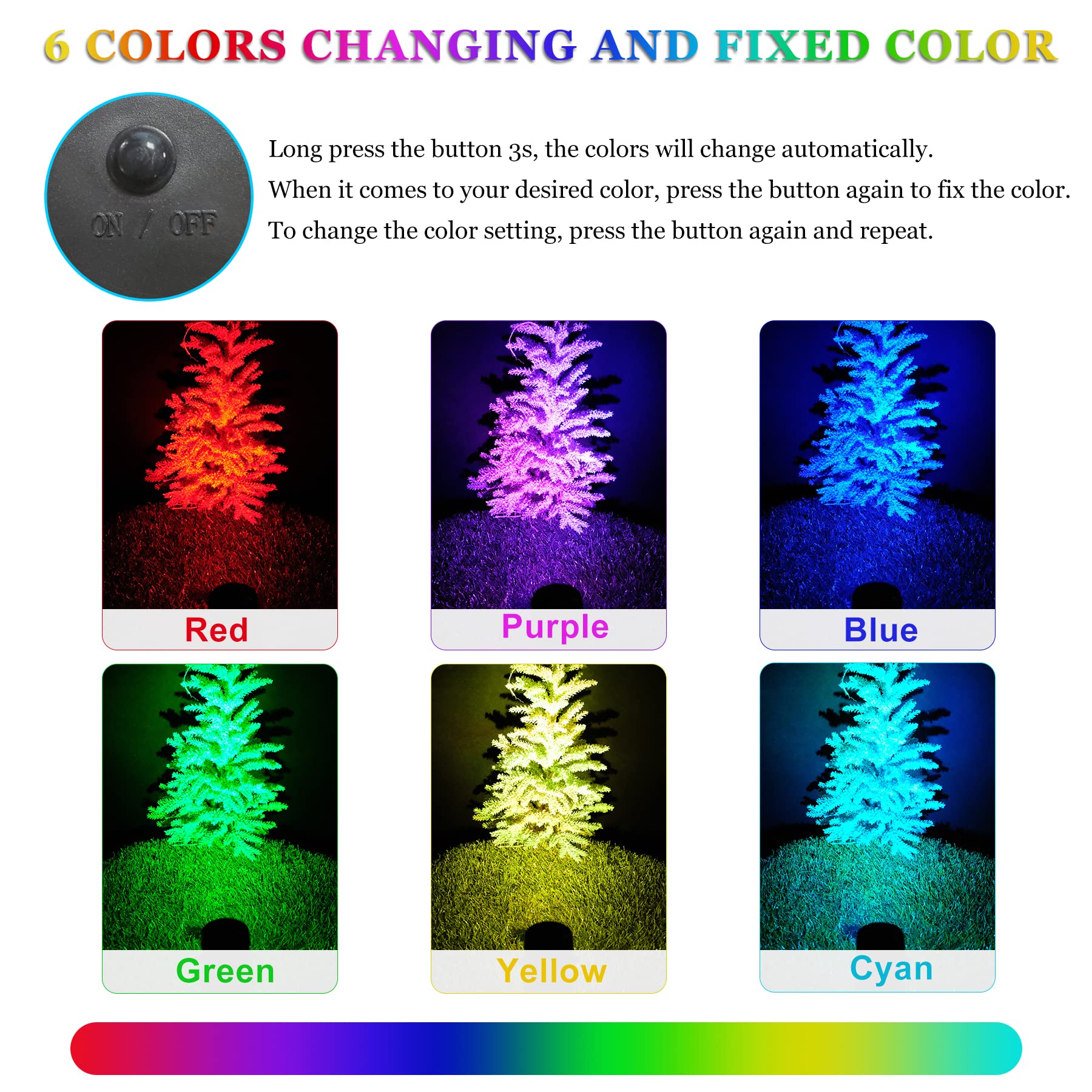 Crepow Solar Spot Lights Outdoor, Color Changing Lights Rgb Landscape Lighting Waterproof Auto On/Off Adjustable Garden Spotligh