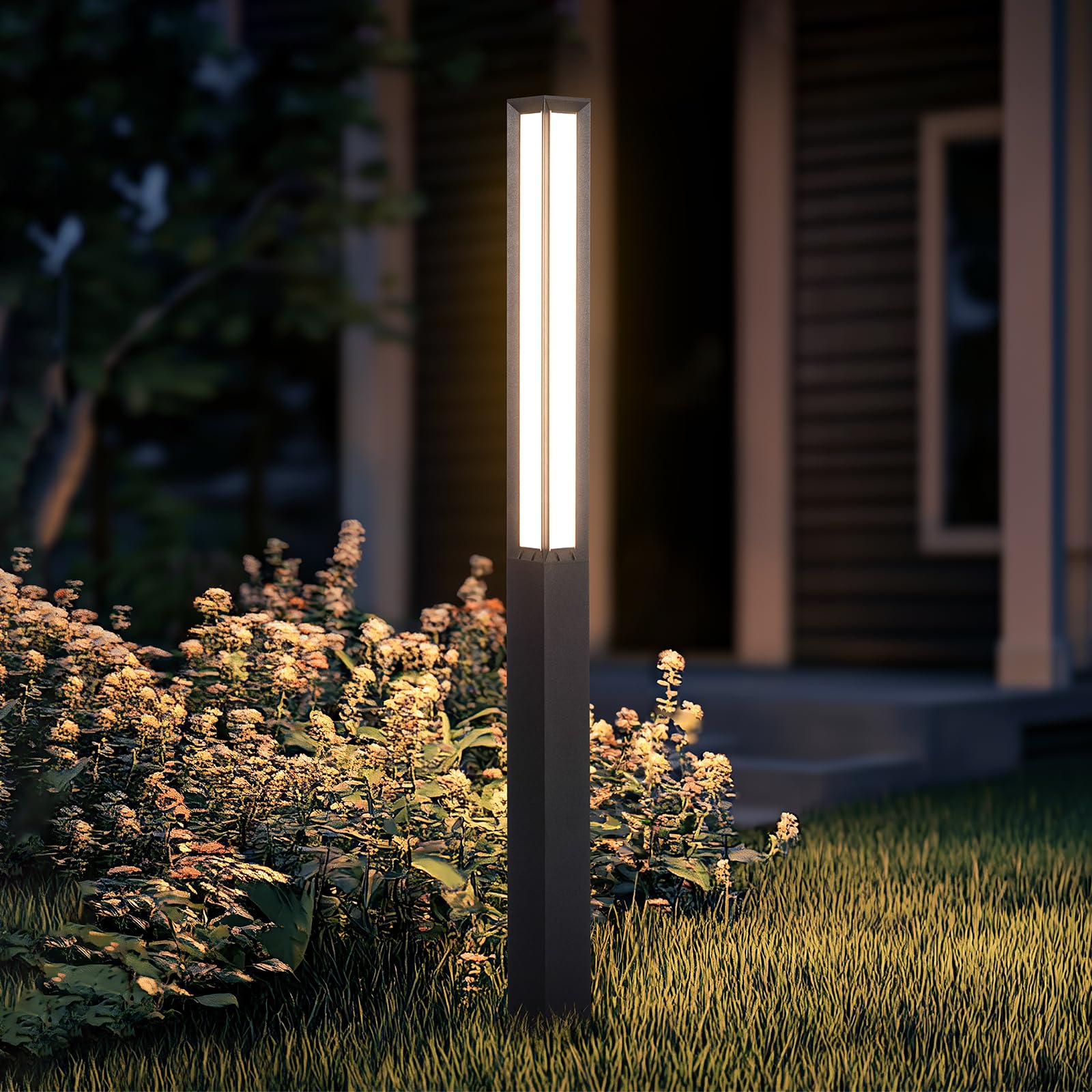 PAKEDANDUN Outdoor Pathway Lights, 92 Inches Tall Bollard Light, 3000K Commercial Landscape Path Lighting, Mordern Led Bollards,