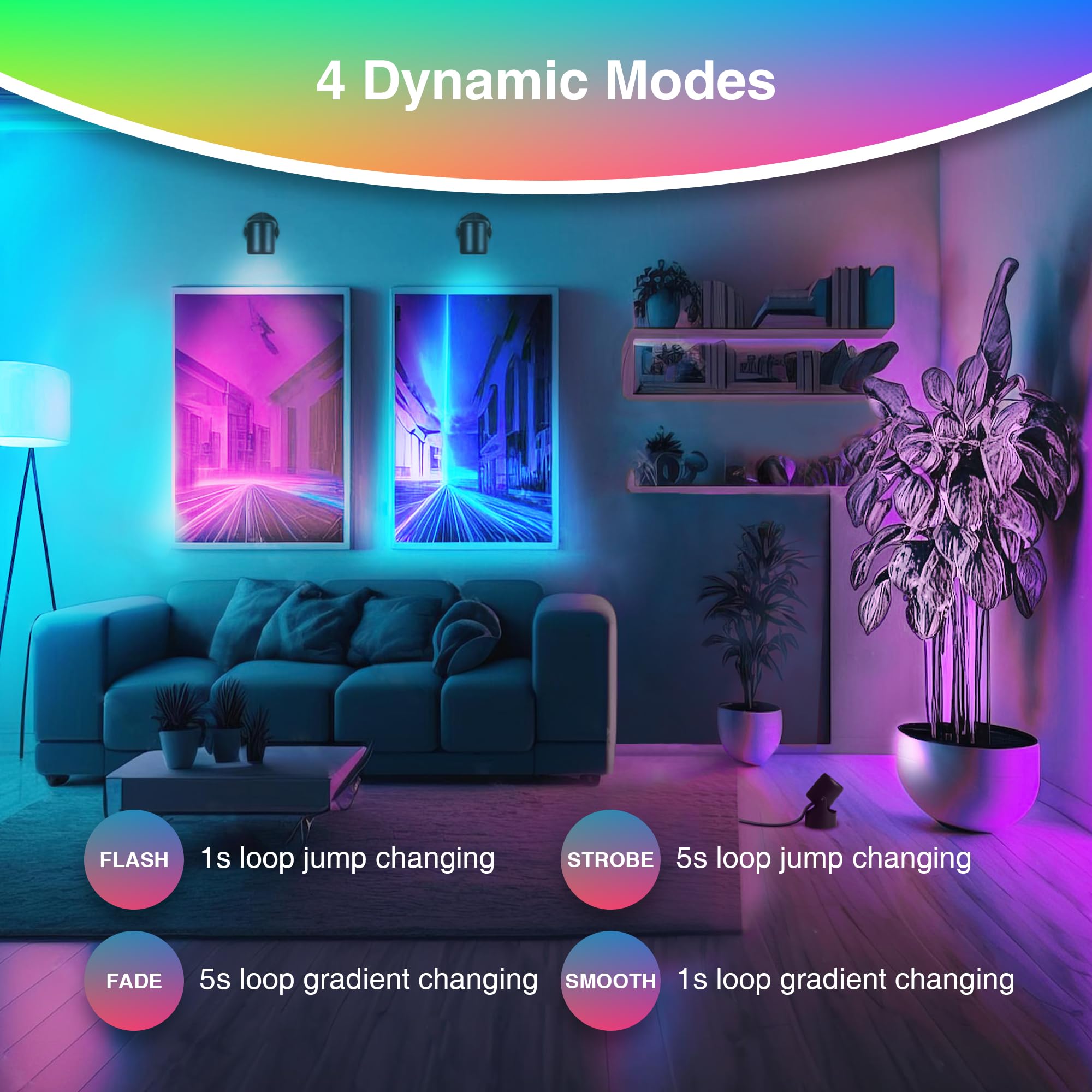 URTOM RGBW LED Christmas Spot Lights 6W with Remote Control, 16 Color Changing, Dimmable, Indoor Use, Black, 2 Pack, Model SHRS05B02B