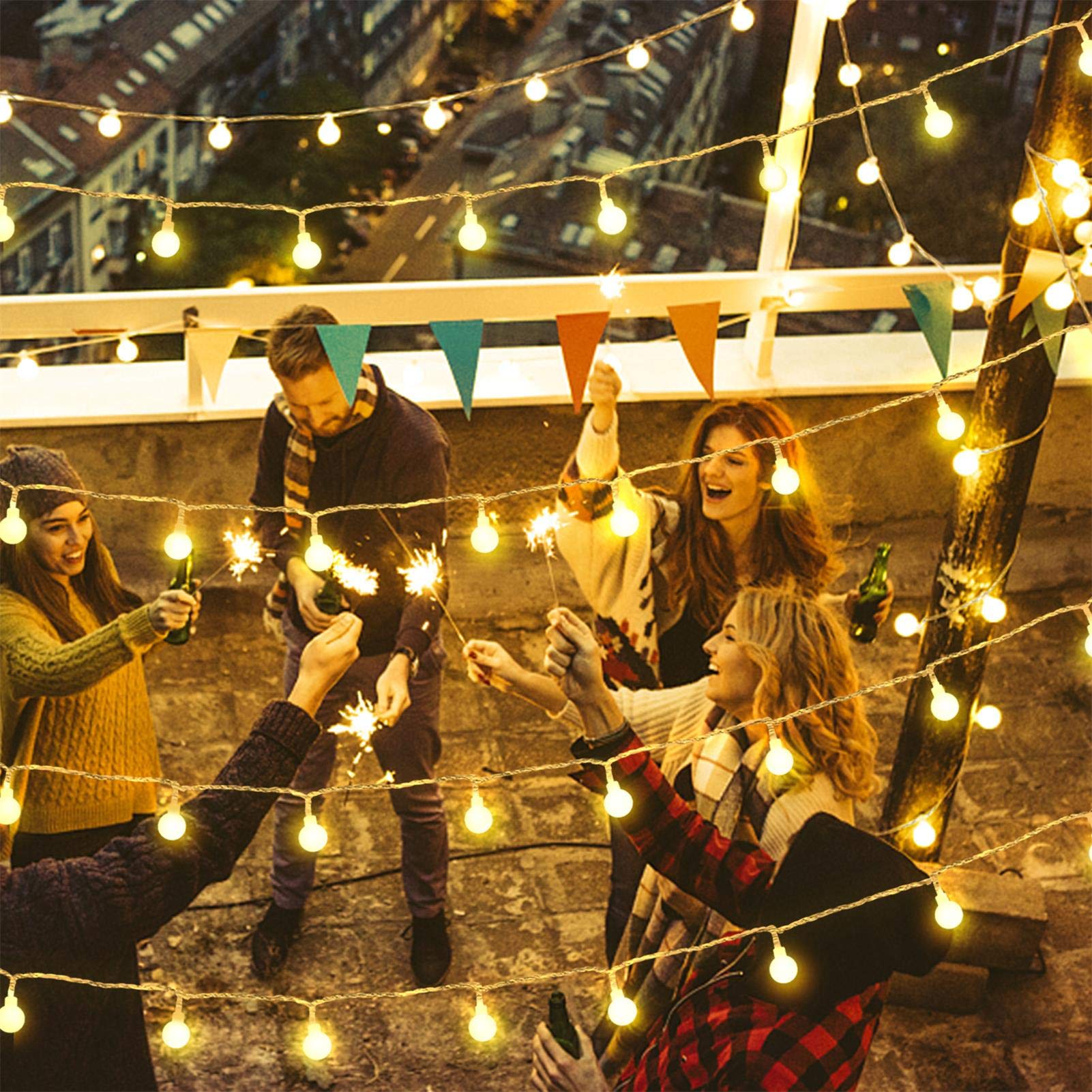 Amars 33Ft Warm White Globe Led Fairy Lights With Remote Timer - Battery Operated Indoor/Outdoor Decor