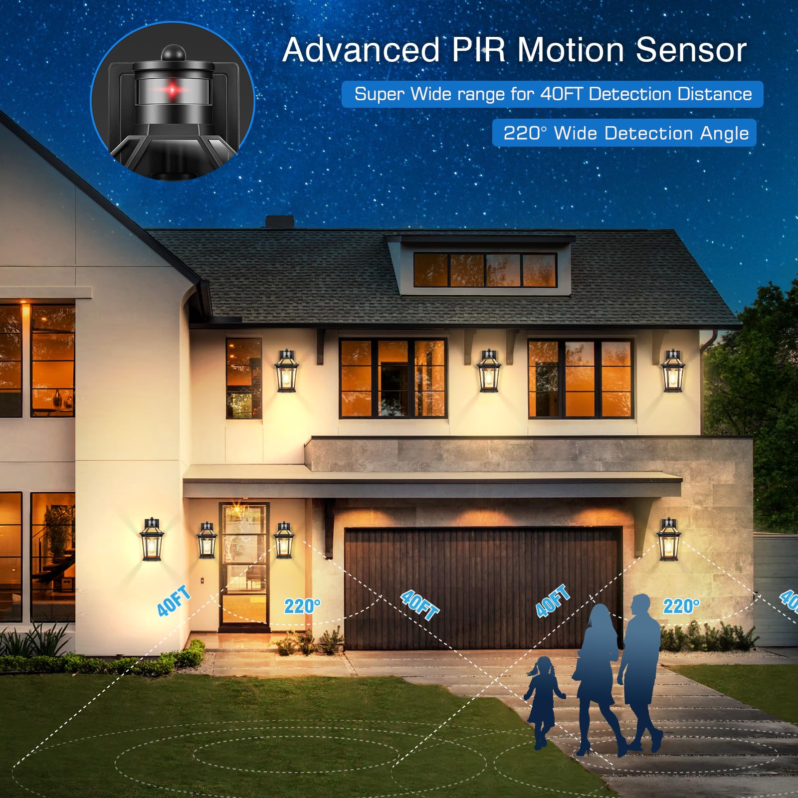 Vianis 2 Pack Outdoor Lights For House, Dusk To Dawn Porch Lights Lantern, Black Weather Resistant Exterior Lights For House Wal