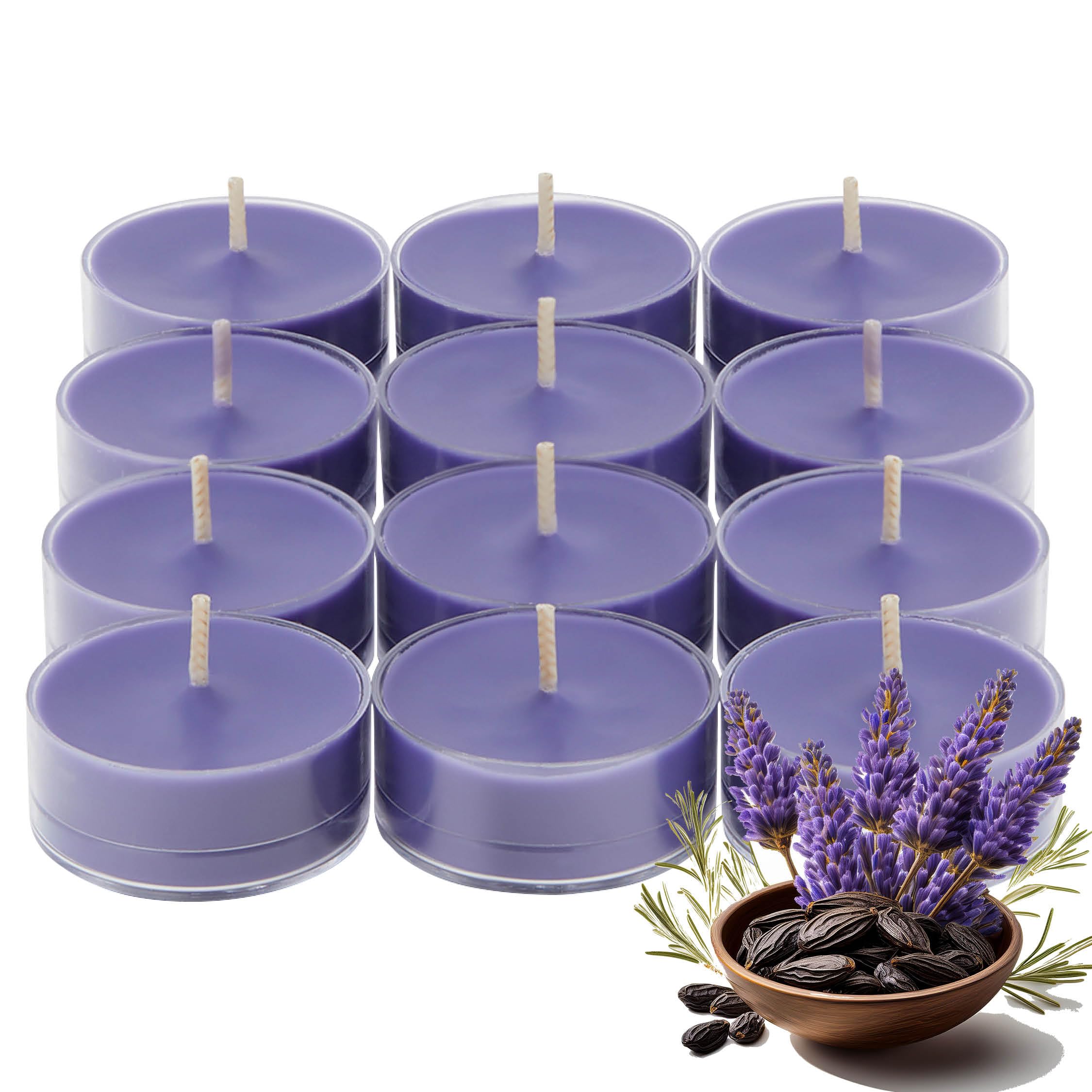 Partylite Tea Lights Candles  Lavender And Tonka Bean With Soft Musk Scent  Gift Set Of 12  Aromatherapy With Up To 4 To 6 Hours Burn Time  Ideal For Home Decor  Holiday Gifting & Celebration