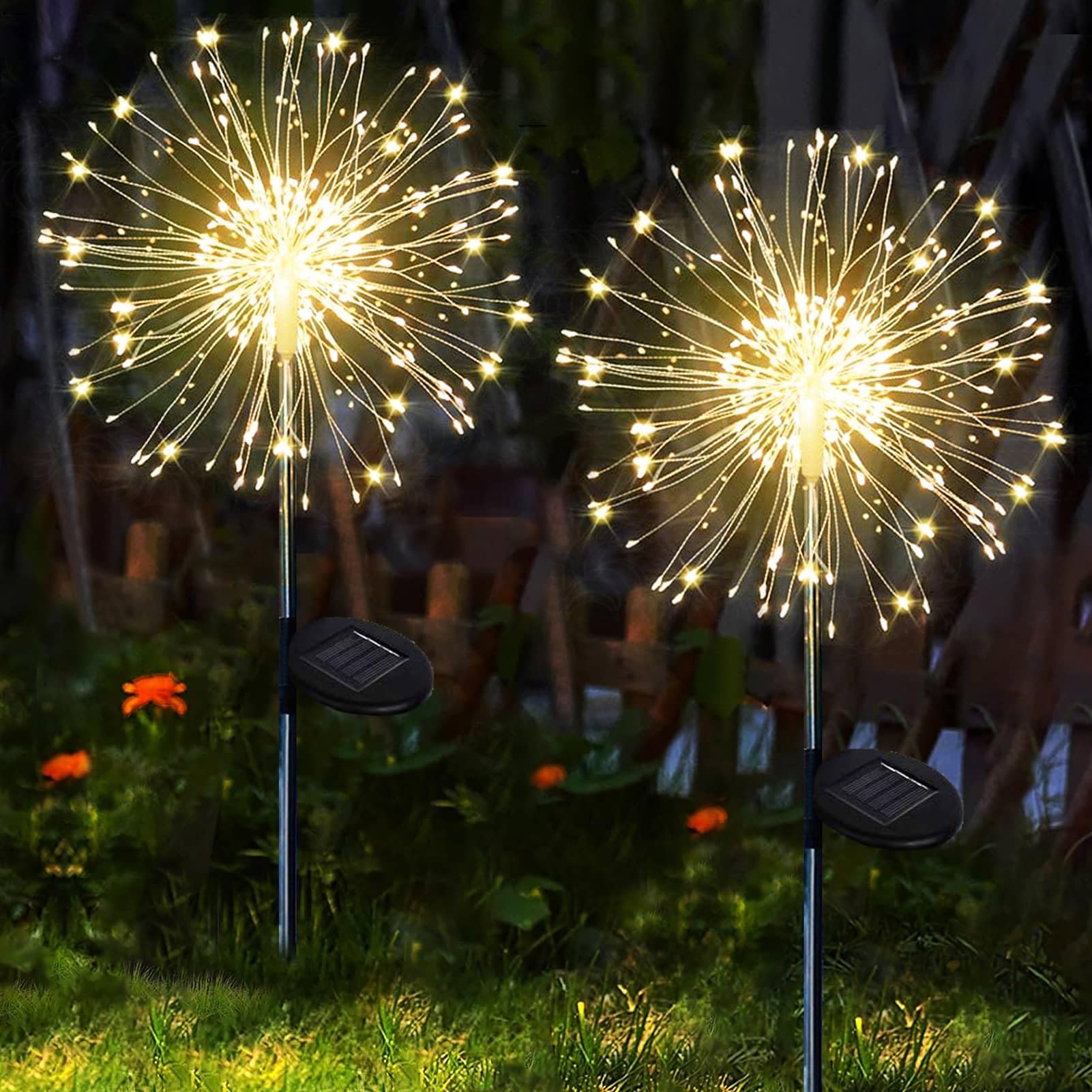 yowin Solar Fireworks Lights 2 Pack 120 LEDs Solar Garden Outdoor Lights, 8 Modes Tall Sparkler Yard Lights Waterproof Dandelion