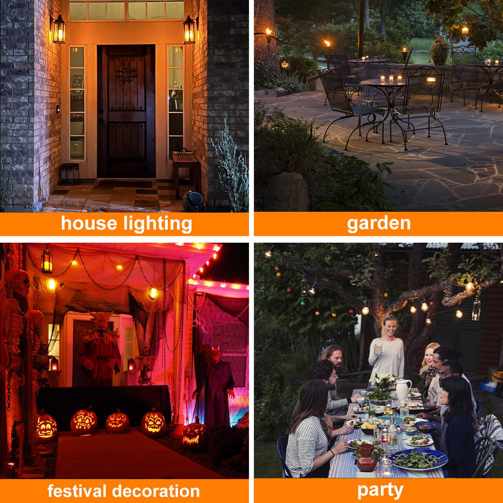 Hompavo Led Flame Light Bulbs, 4 Modes Flickering Effect, E26/E27 Base, White-4 Pack