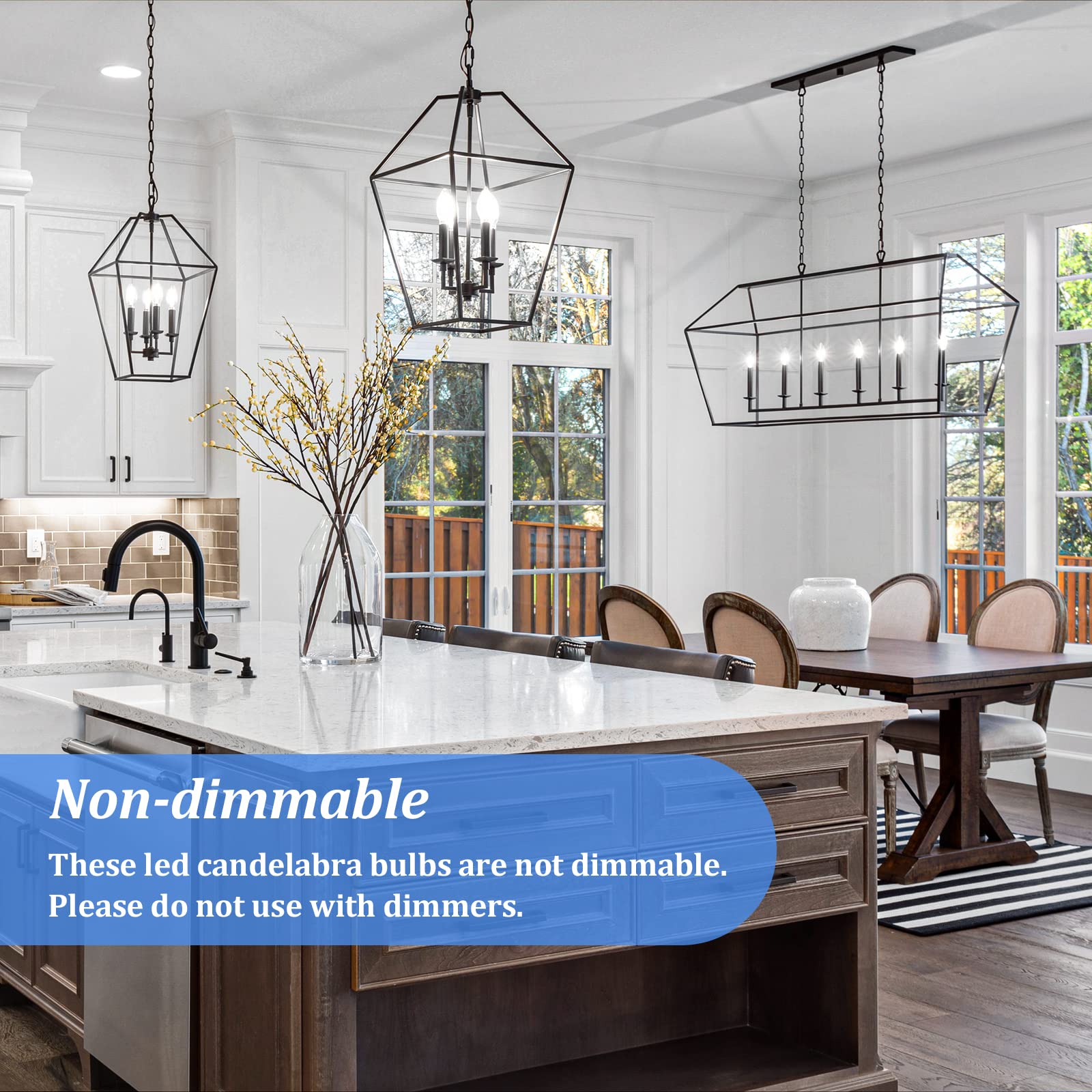 Brightever E12 Candelabra LED Bulbs, 60W Equivalent, 620 Lumen, Daylight White 5000K, Clear Filament, Non-Dimmable, Pack