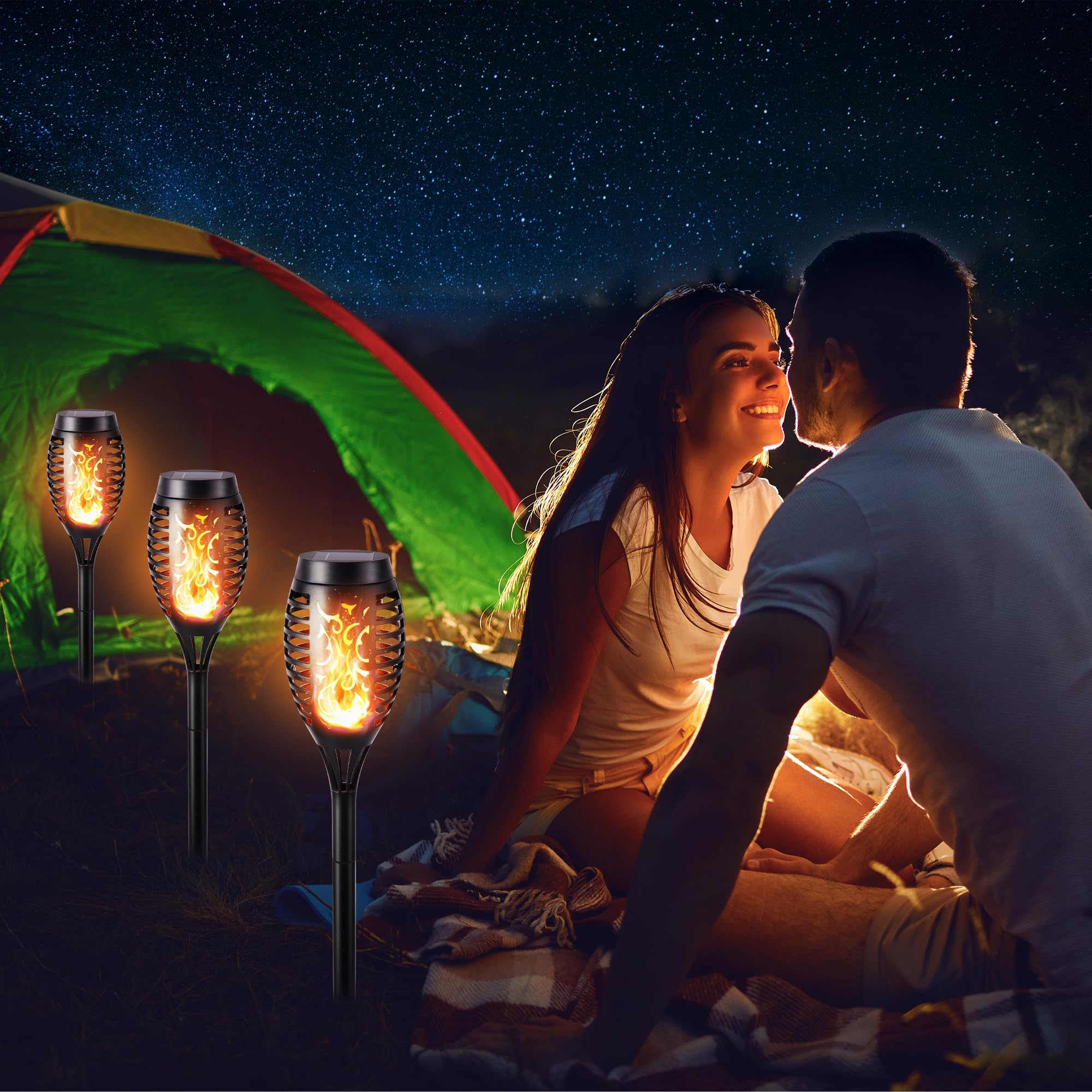 Toodour Solar Torch Flame Lights, 12 Pack, Waterproof LED Garden Lights, Warm White, Model TD-SHYDC-WW-12-X