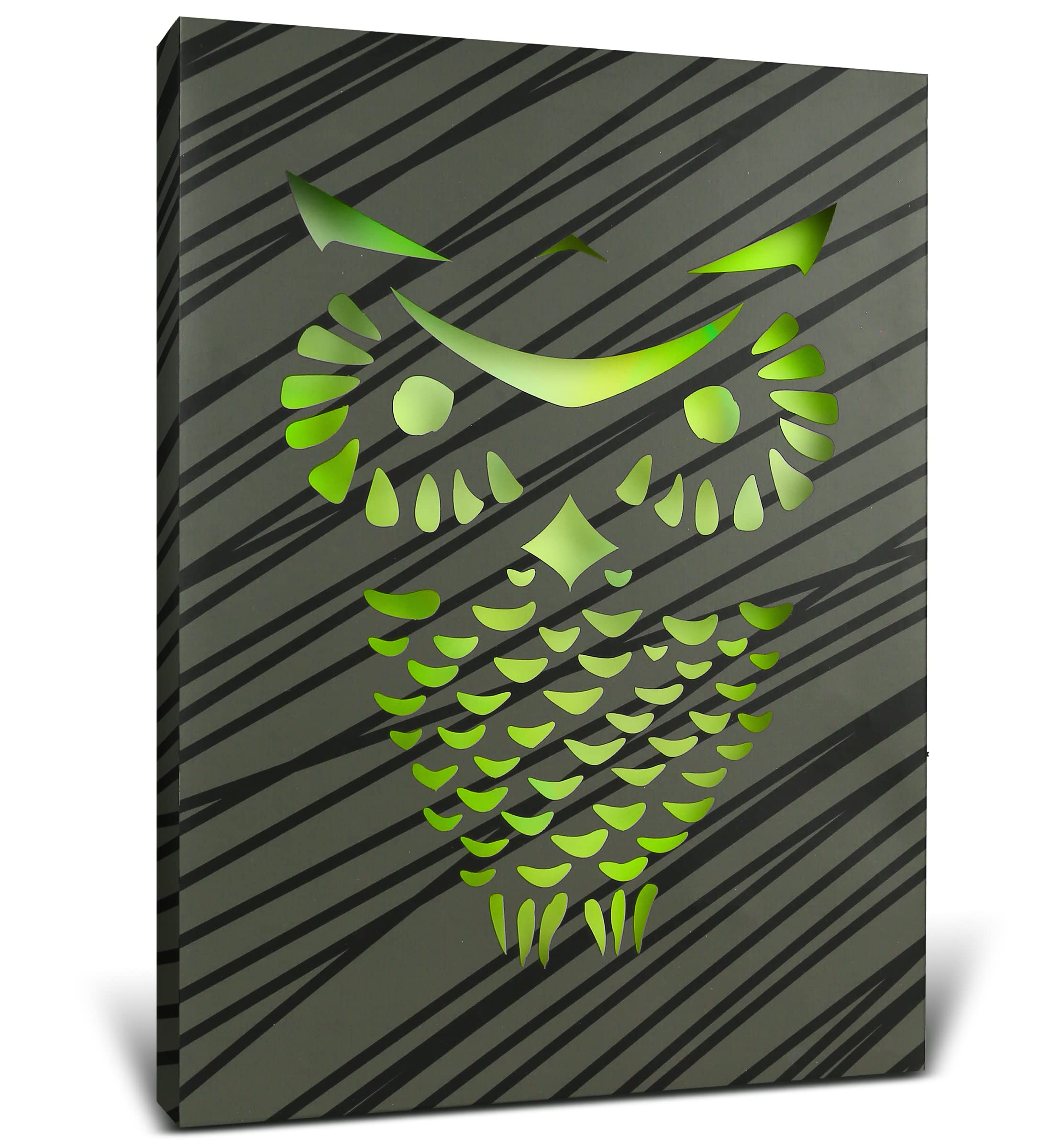 Cota Global Owl Light Up Led Wall Art - Fun Changing Color Led Light Up Picture Art For Bedroom, Modern Wall Hang Living Room Ar