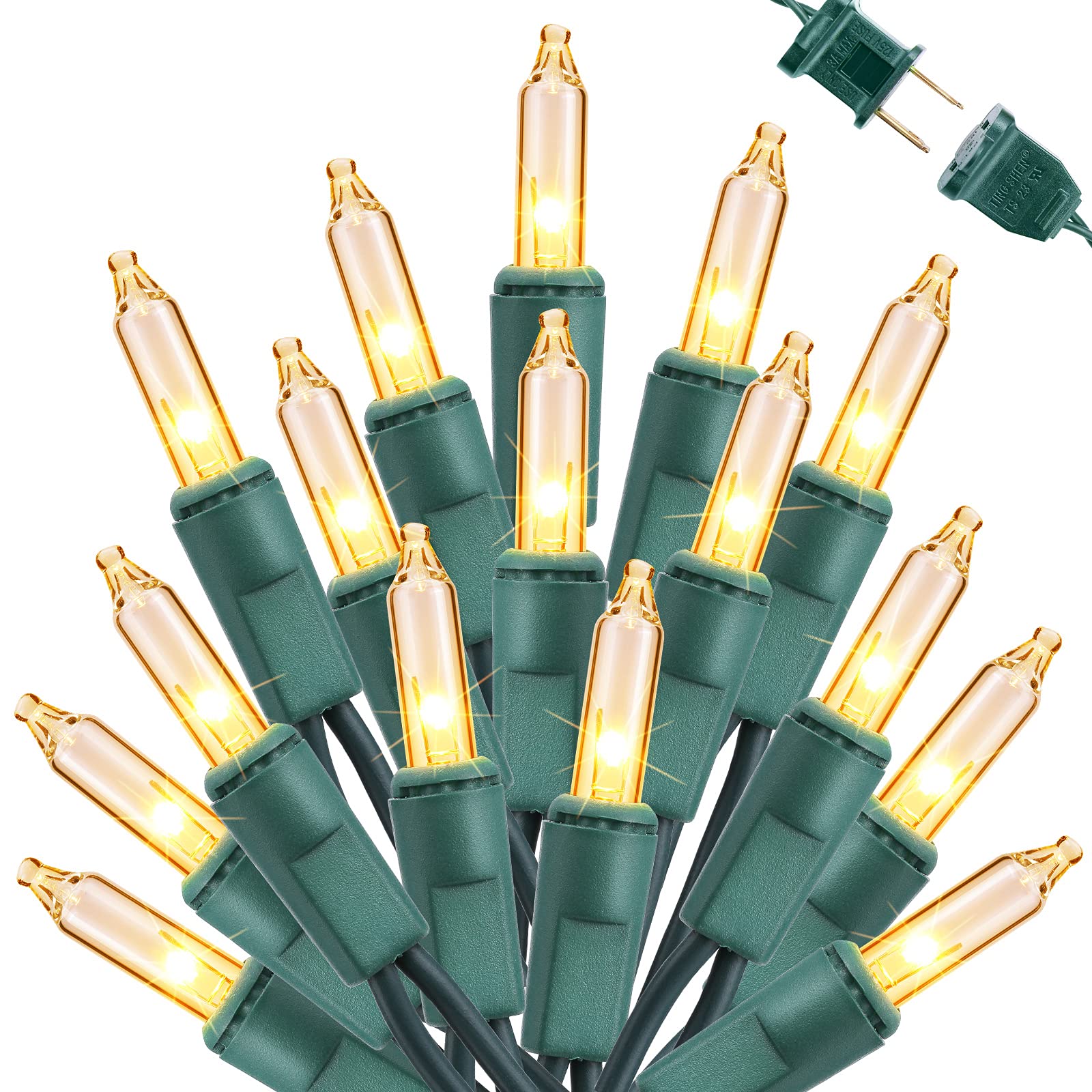 Toodour Christmas Lights, 50 Count Connectable Indoor Outdoor String Lights, 12.5ft, Warm White, UL Certified, Model ZF-50-1/SB