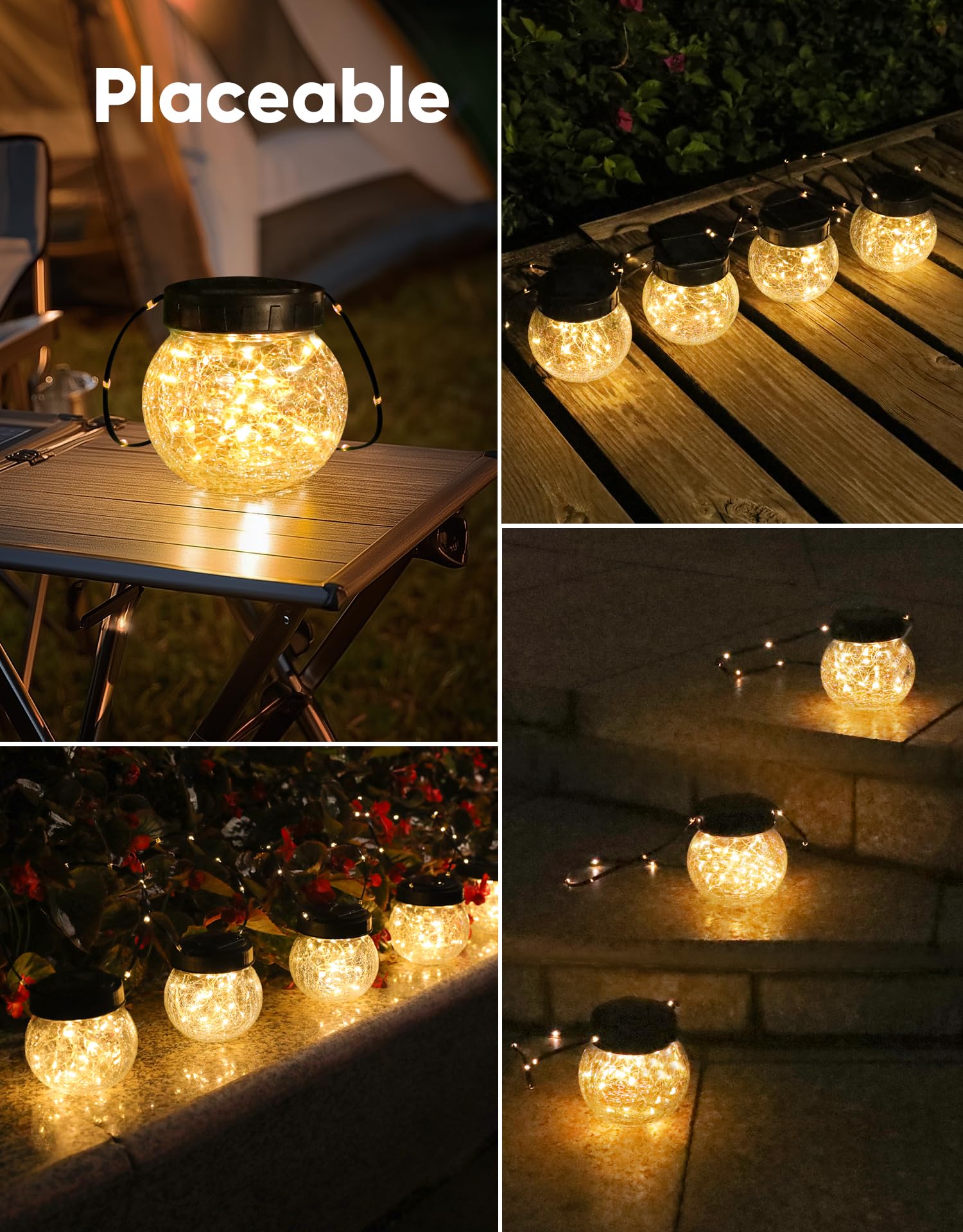 Partphoner Solar Lights Outdoor Waterproof 12-Pack  Solar Powered Hanging Lantern  ed Glass Hanging Globes For Yard Decor Christmas Decoration  Shepherd Hook  Garden Tree Table Ornaments  Warm