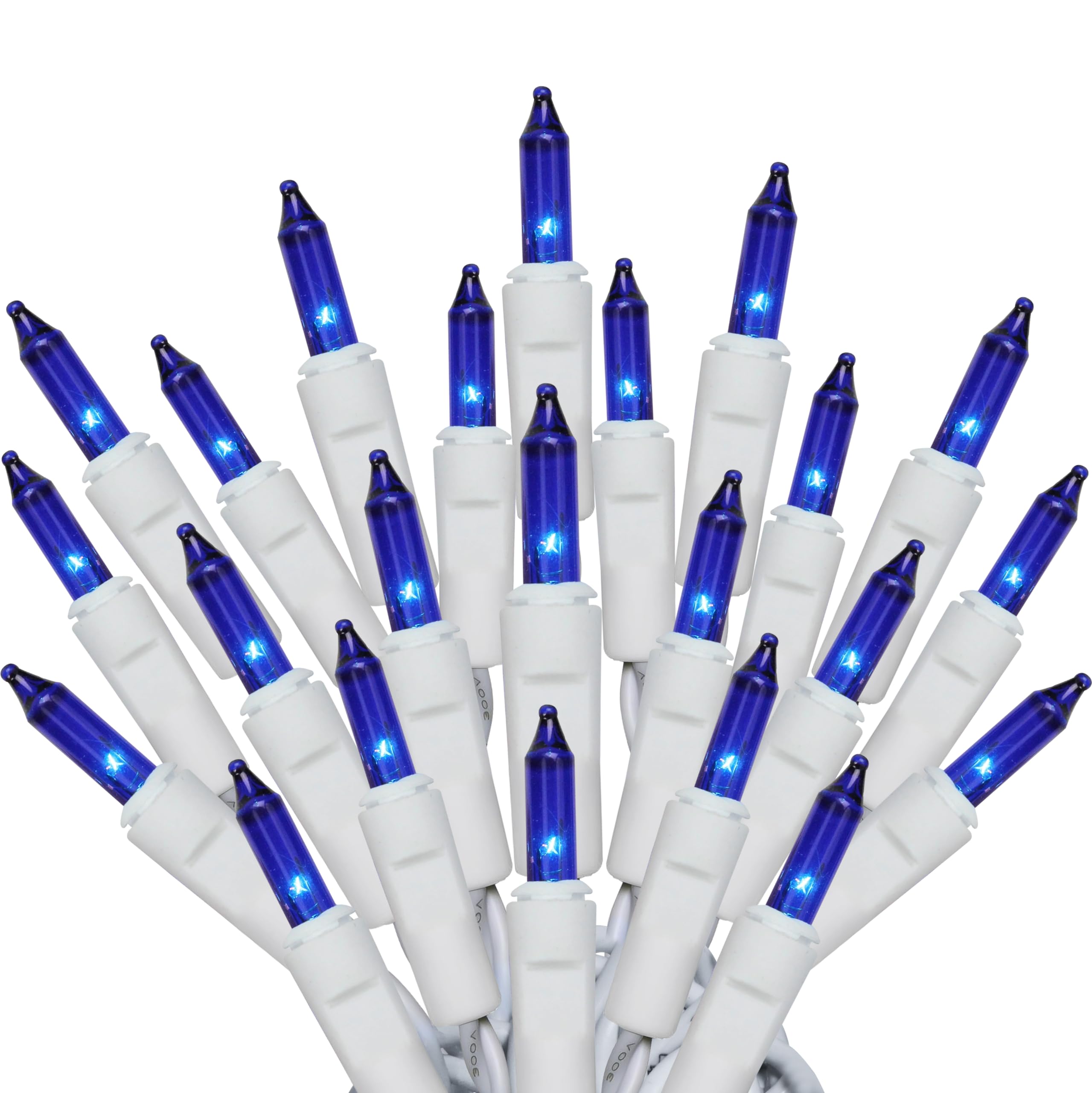Dobar Blue Christmas Tree Lights White Wire - 100 Count - Blue Christmas Lights White Cord (24 Ft) - Indoor/Outdoor Use - UL Lis