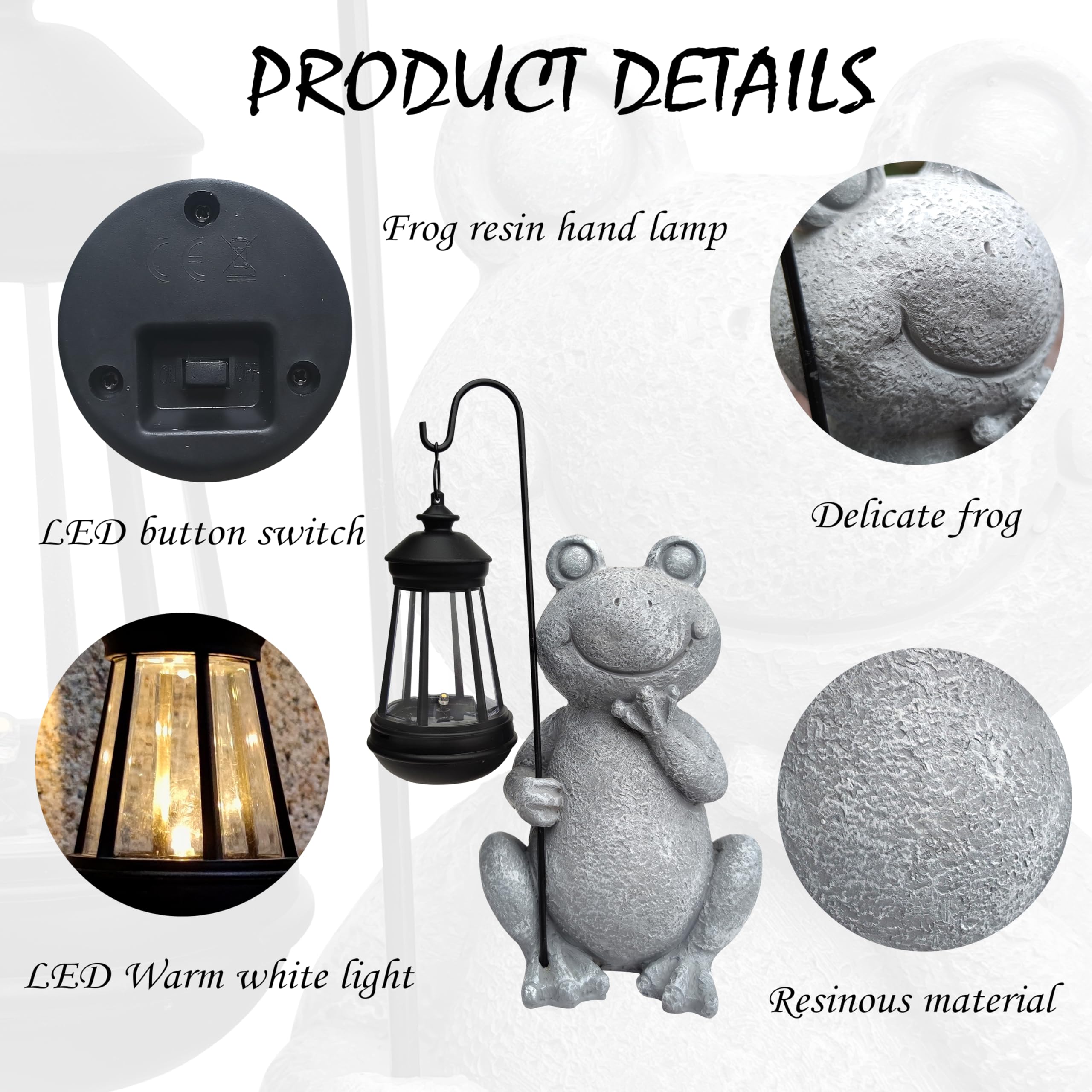 Vioyouns Frog Solar Garden Statues,Resin Frog Figurine Decorations With Solar Lights Lantern, Outdoor Frog Garden Decor Art For