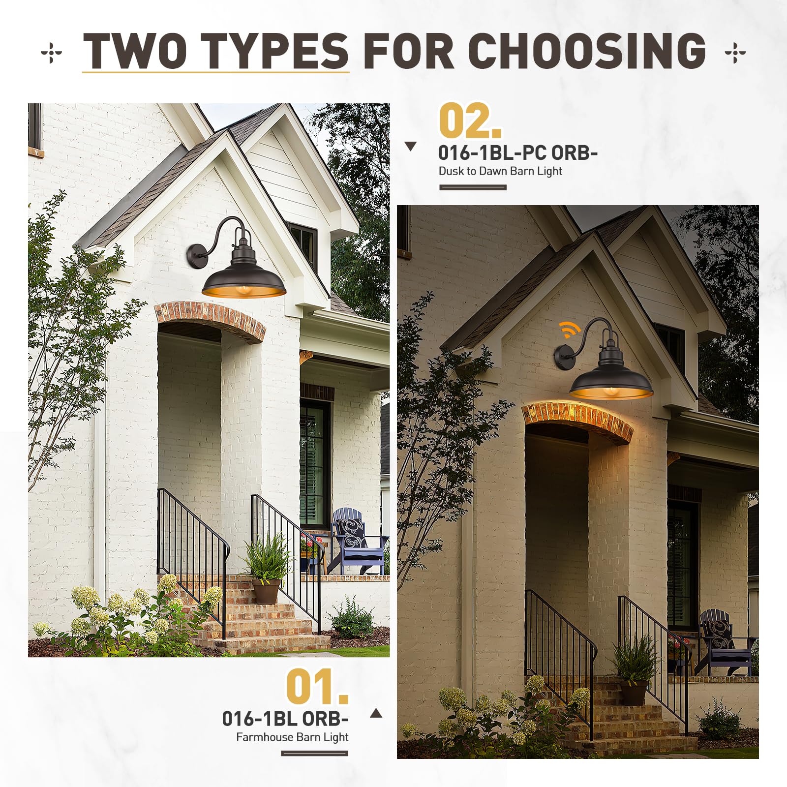 Zeyu 2 Pack Outdoor Barn Light Fixtures, Farmhouse Gooseneck Wall Lights For Front Porch, 18'' Dusk To Dawn Sensor Wall Sconces