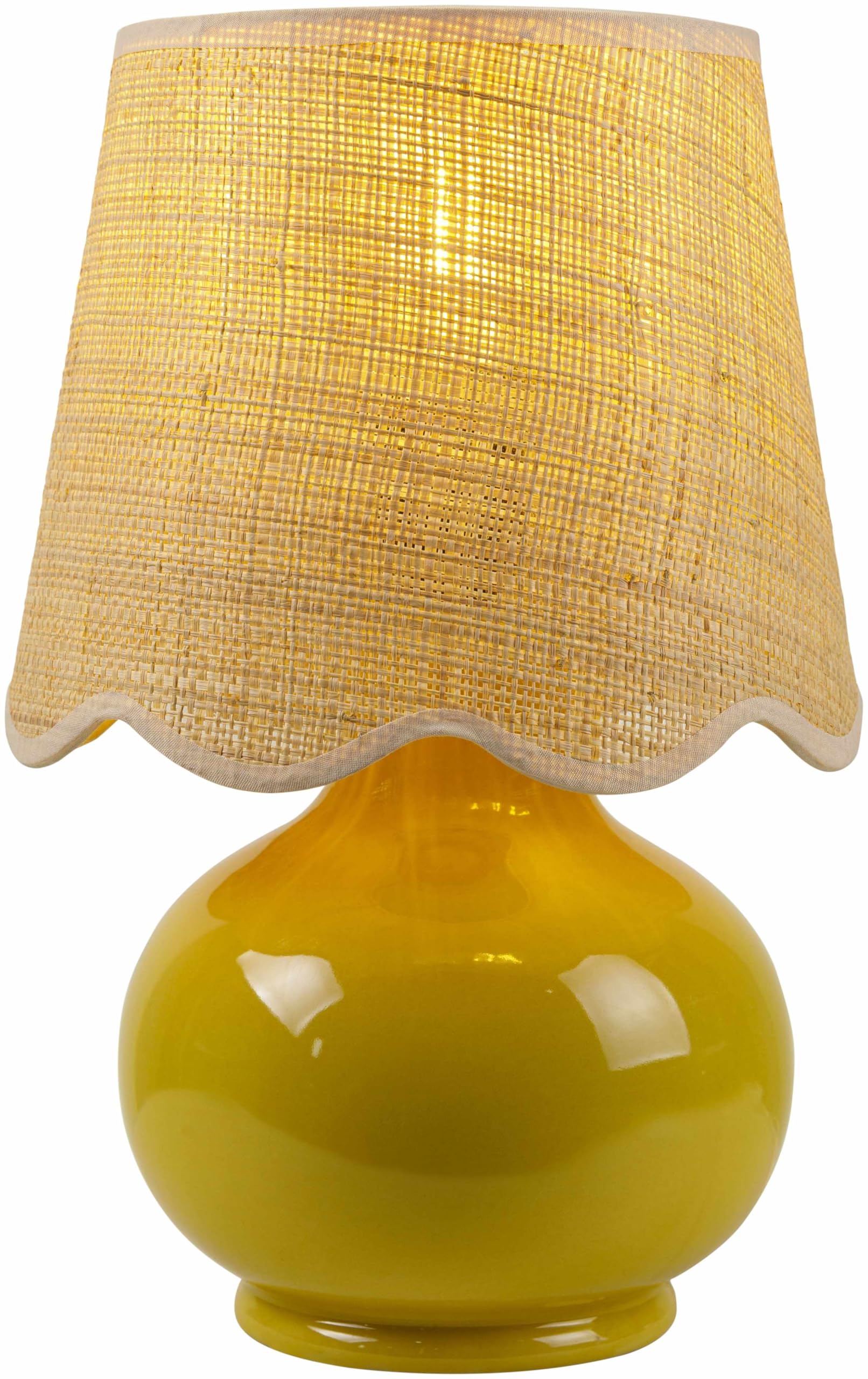 Hauteloom Theisseil Table Lamp, Ceramic, 13inH x 8inW x 8inD, Yellow/Beige/Translucent, Model TXCHMA2-002