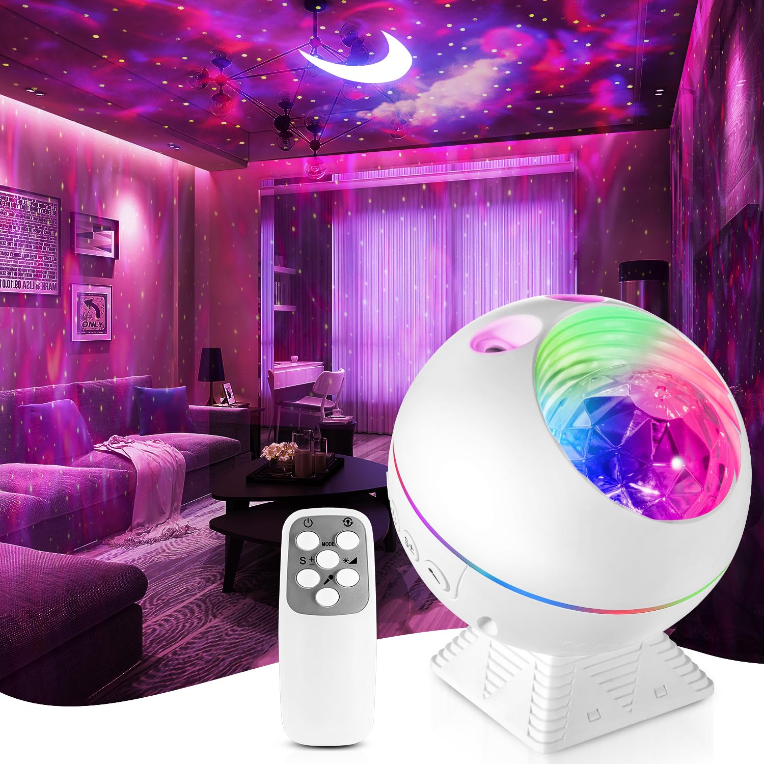 ?Gift Package & Birthday Gift?STARS+MOON 15 Colors/240 Lighting Modes Galaxy Projector Star Projector,Galaxy Lights for Bedroom,