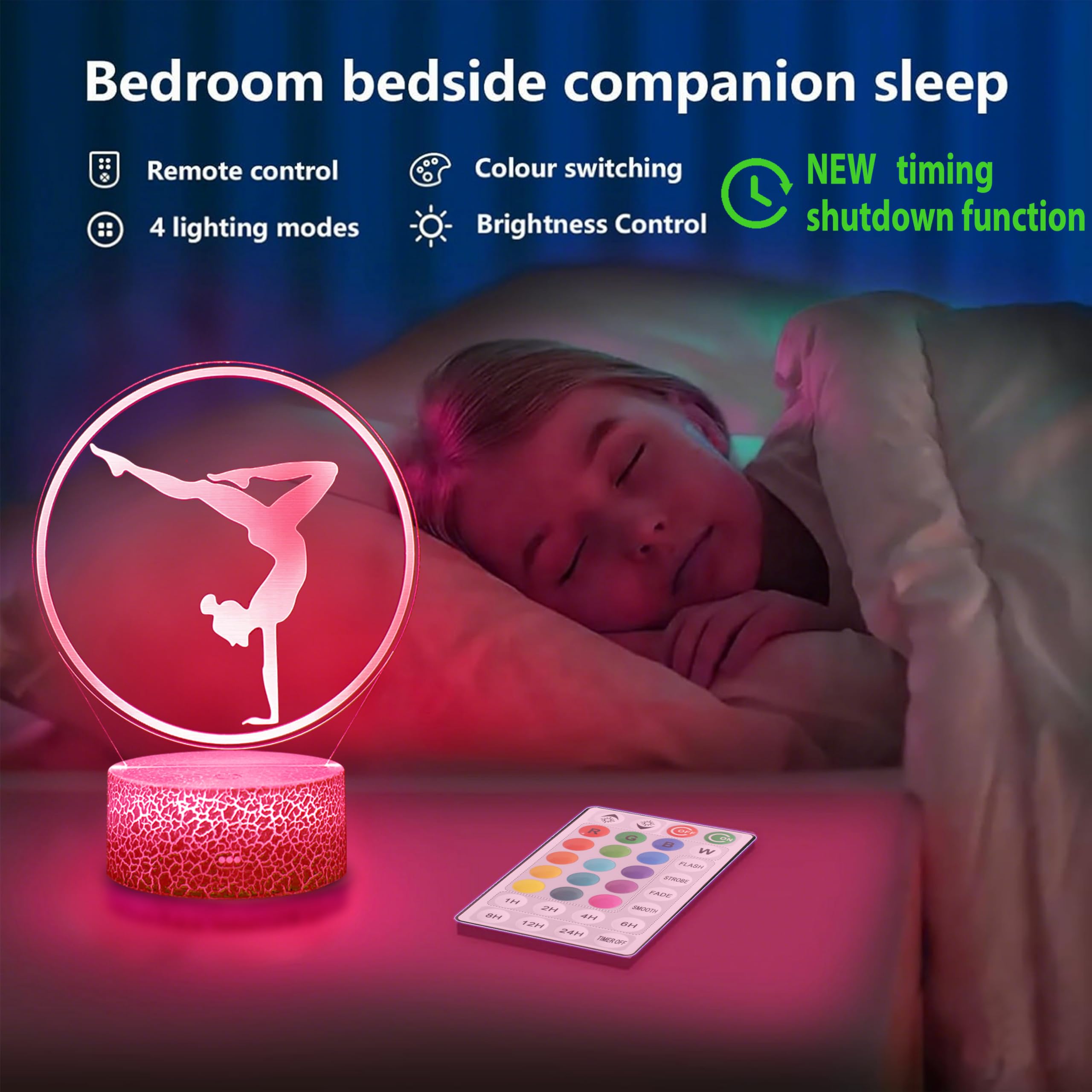 Yzddsi Artistic Gymnastics 3D Night Light - Gymnastics Stuff Gifts for Girls, Illusion Lamp for Kids Women Friends Coach Gymnast