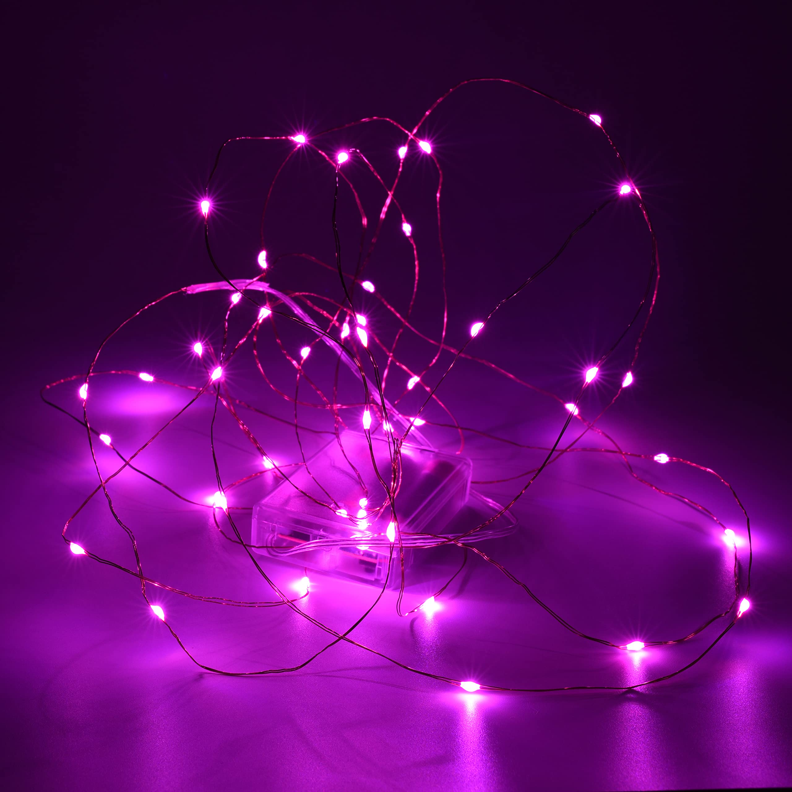 Uhugu Battery Powered Christmas Lights, 16Ft Battery Powered Christmas Lights with 8 Flashing Modes and 8 Hours On 16 Hours Off Timer(Pink,1 Pack)