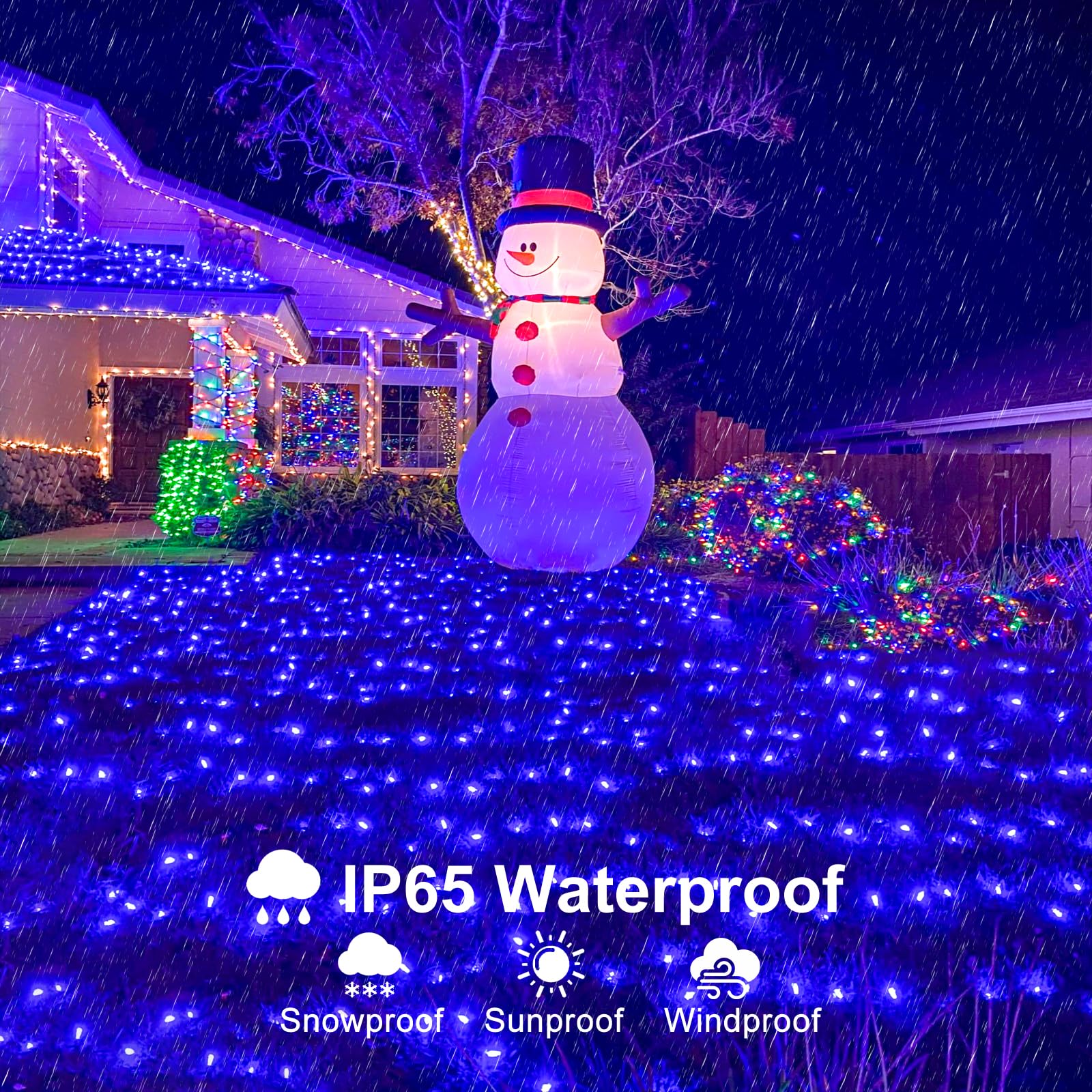 Nielfoi 328Ft 1000 Led Christmas Lights  Plug In Blue Christmas Tree Lights Outdoor With Timer And 8 Modes  Green Wire Waterproof String Lights For Indoor Yard Patio Xmas Holiday Decorations