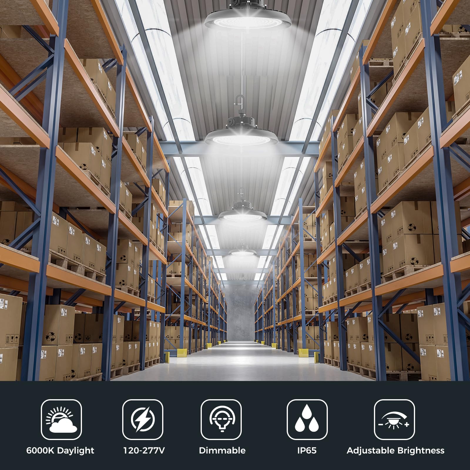 High Bay Lights Led Ufo Light 240W Led Shop Lights 6000K Ip65 Commercial Bay Lighting Fixture 43200 Lm Super Bright  5Ft Cable Plug & Play For Warehouse Factory Garage Workshop Barn 18 Pack