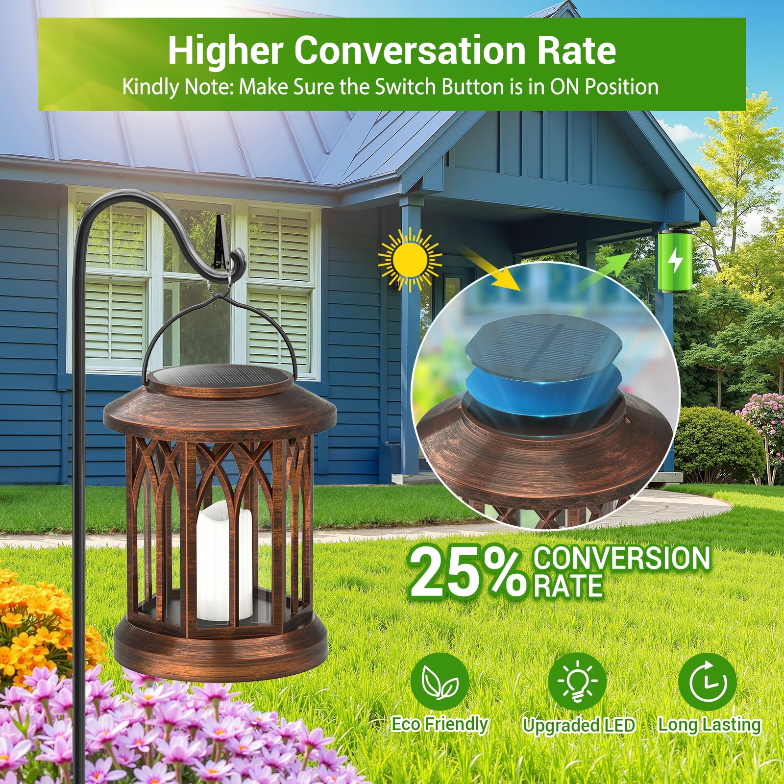 Kooper 4 Pack Solar Lantern Outdoor Lights, Hanging Solar Lanterns Outdoor Decorative, Lanterns Led Flickering Flameless Candle