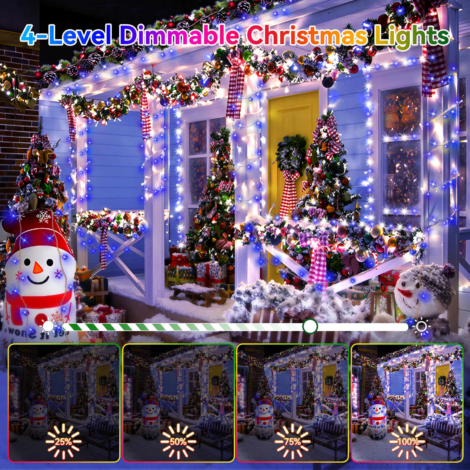 Heceltt LED String Lights, 125FT 350 Lights, 8 Modes, Waterproof, Blue and Cold White, Model BG-CL3M3-306L01