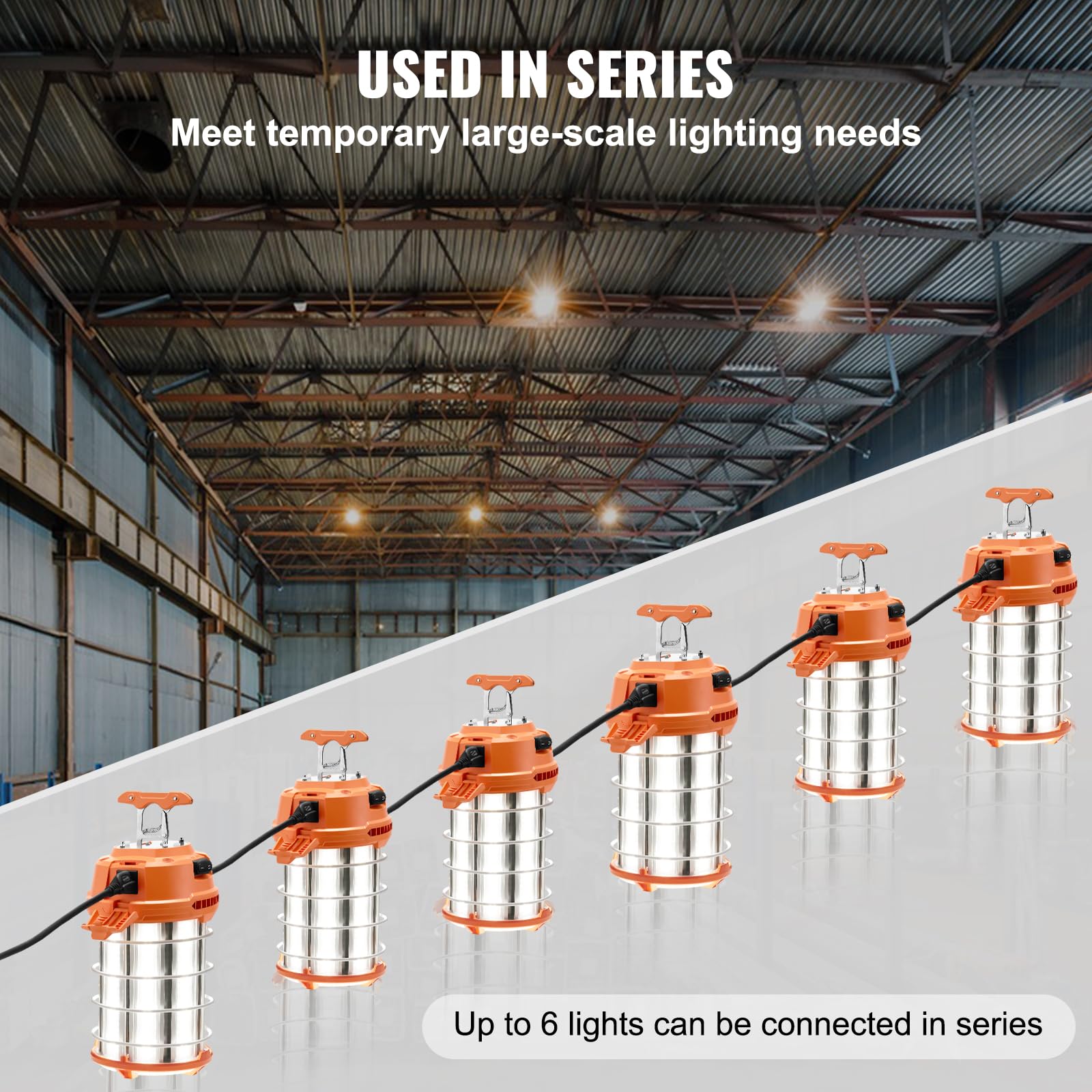 VEVOR LED Work Light 150W 20000lm Waterproof Portable 5000K Orange Model GT-ZBQW-150W