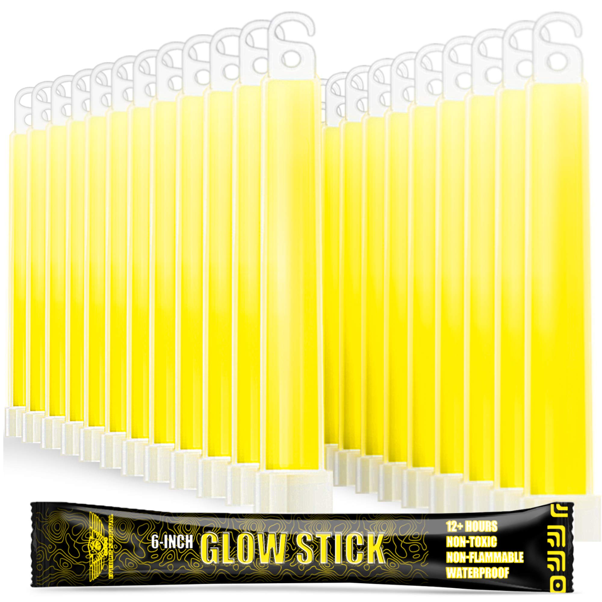 EVERLIT Survival Glow Sticks - 6 Inch Light Sticks, Yellow, 24 Pack, Emergency Use, Camping, Hiking, Outdoor Activities