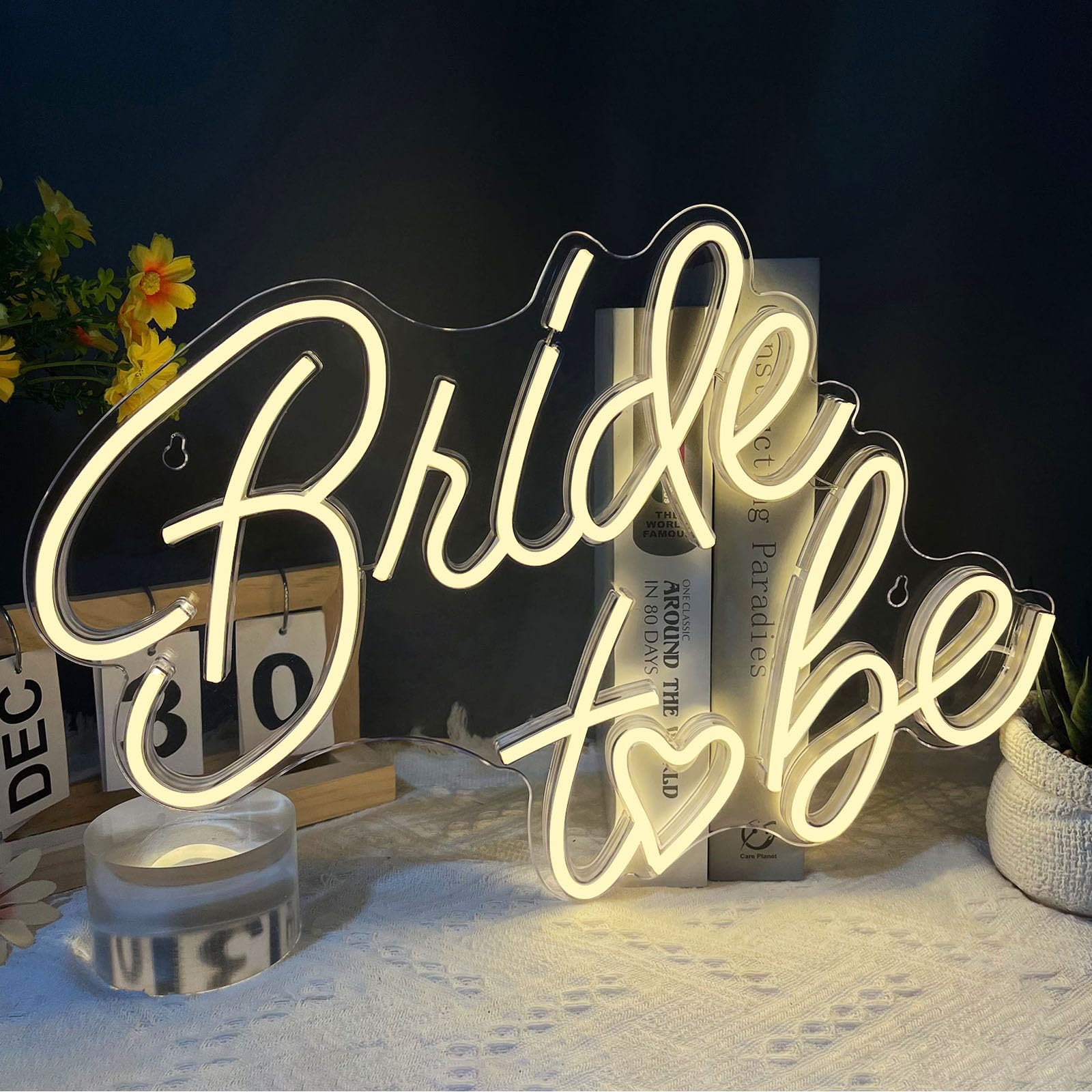 BerniceKelly Bride to be Neon Sign, Warm White LED Light, 16.54 x 11.61 inches, Acrylic, Model AW-12