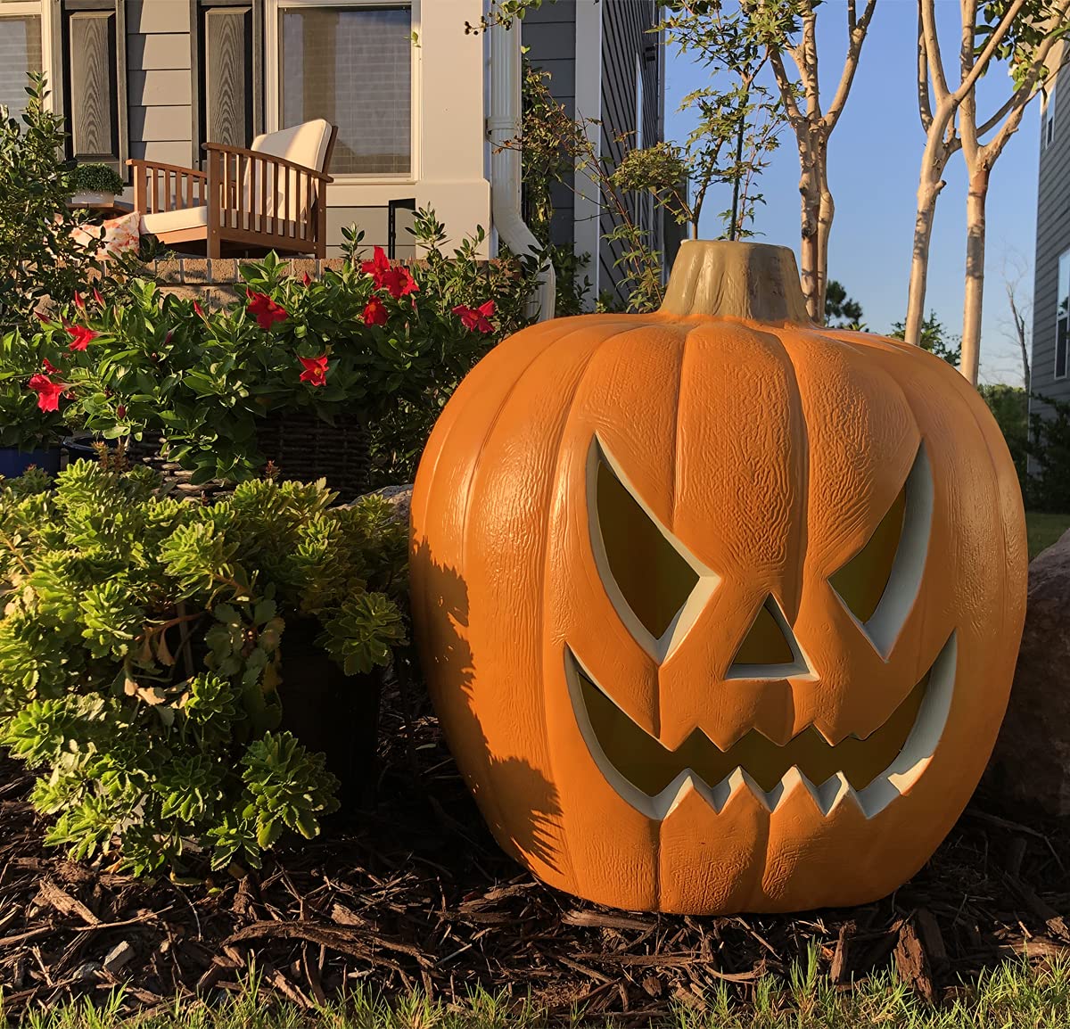 Halloween Pumpkin Lantern, Large Jack o Lanterns Light Up Pumpkin Decorations, Lighted Pumpkin with LED Bulb Indoor/Outdoor Pumpkin Decoration 21in