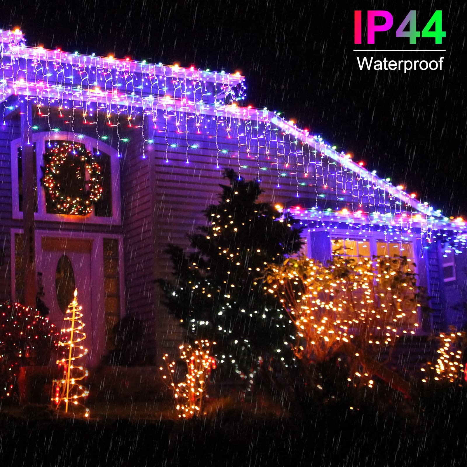 Brightown Icicle Lights Outdoor - 432 LED, 40 FT, Multicolor, Waterproof with Remote & Timer, Model DMO-I-50~1200