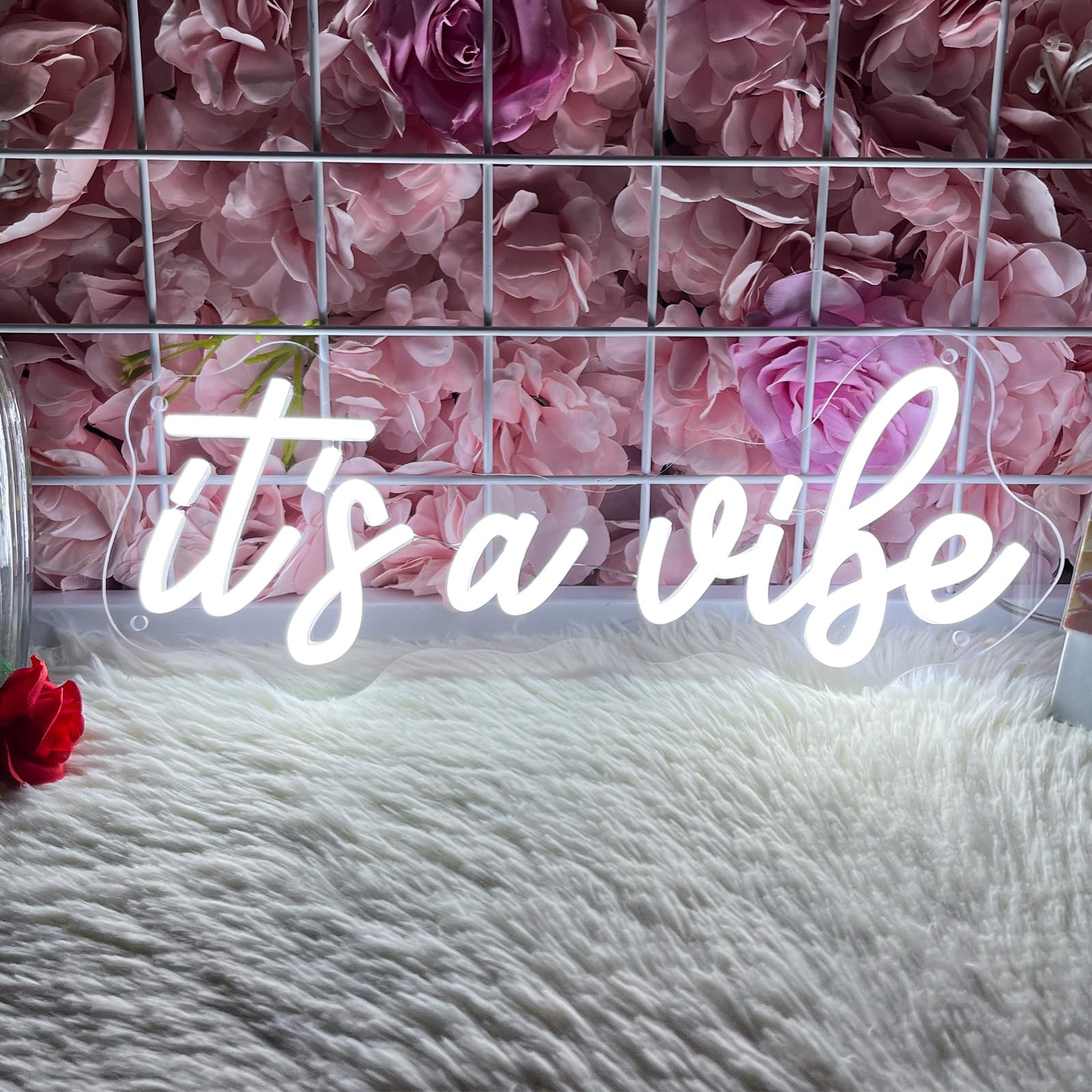 ItS A Vibe Neon Sign Led Neon Light For Wall Decor Usb Powered Three Adjustable Brightness Lights Up Sign For Home Birthday Party Decor Bedroom Decorations Christmas Gift 38Cm*15.5Cm