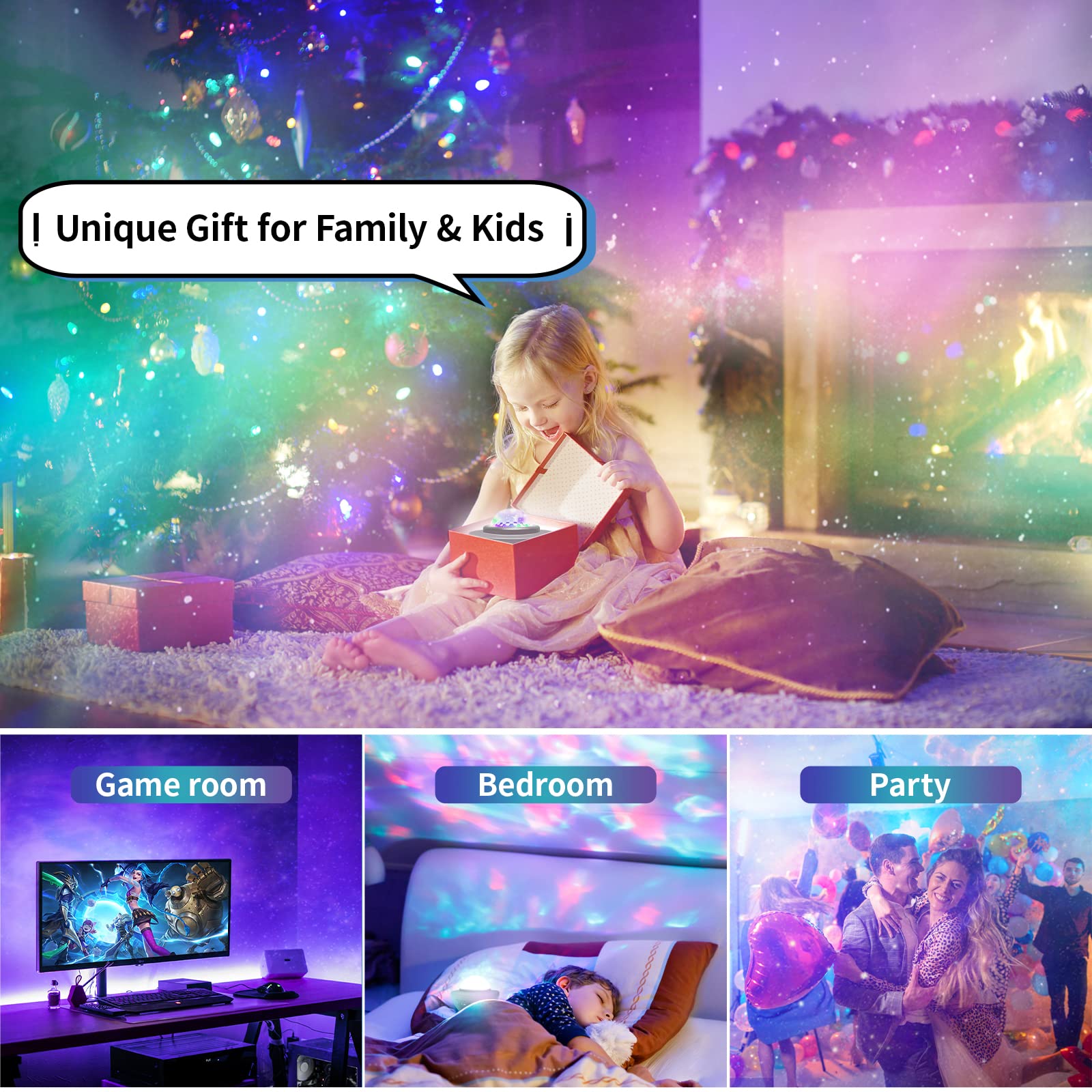Star Projector Galaxy Light Projector With Remote & Bluetooth Speaker, Multiple Colors Dynamic Projections Night Light Projector